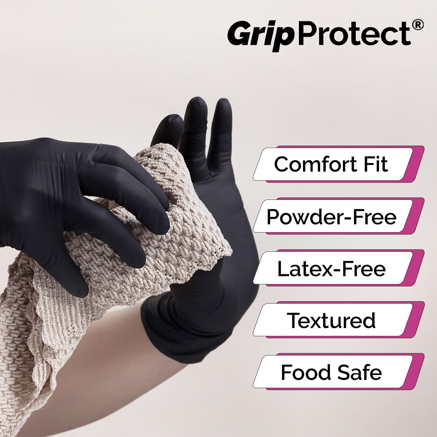 GripProtect® Precise Black Nitrile Gloves, Exam, 4 X-Large (100 Count),