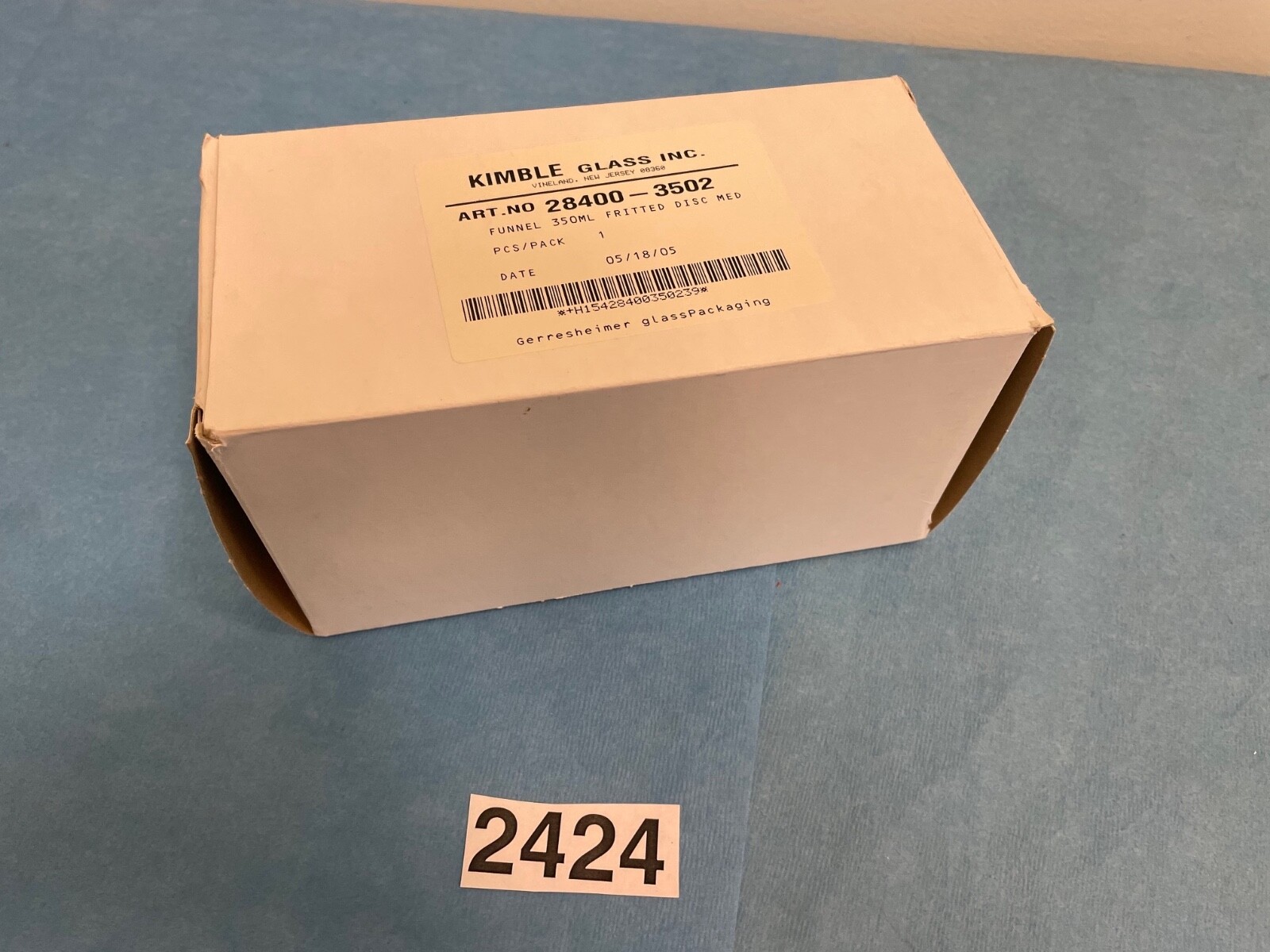 NEW Kimble Kontes Buchner Funnel, Medium Porosity Filter 350 mL 80 mm 28400-3502