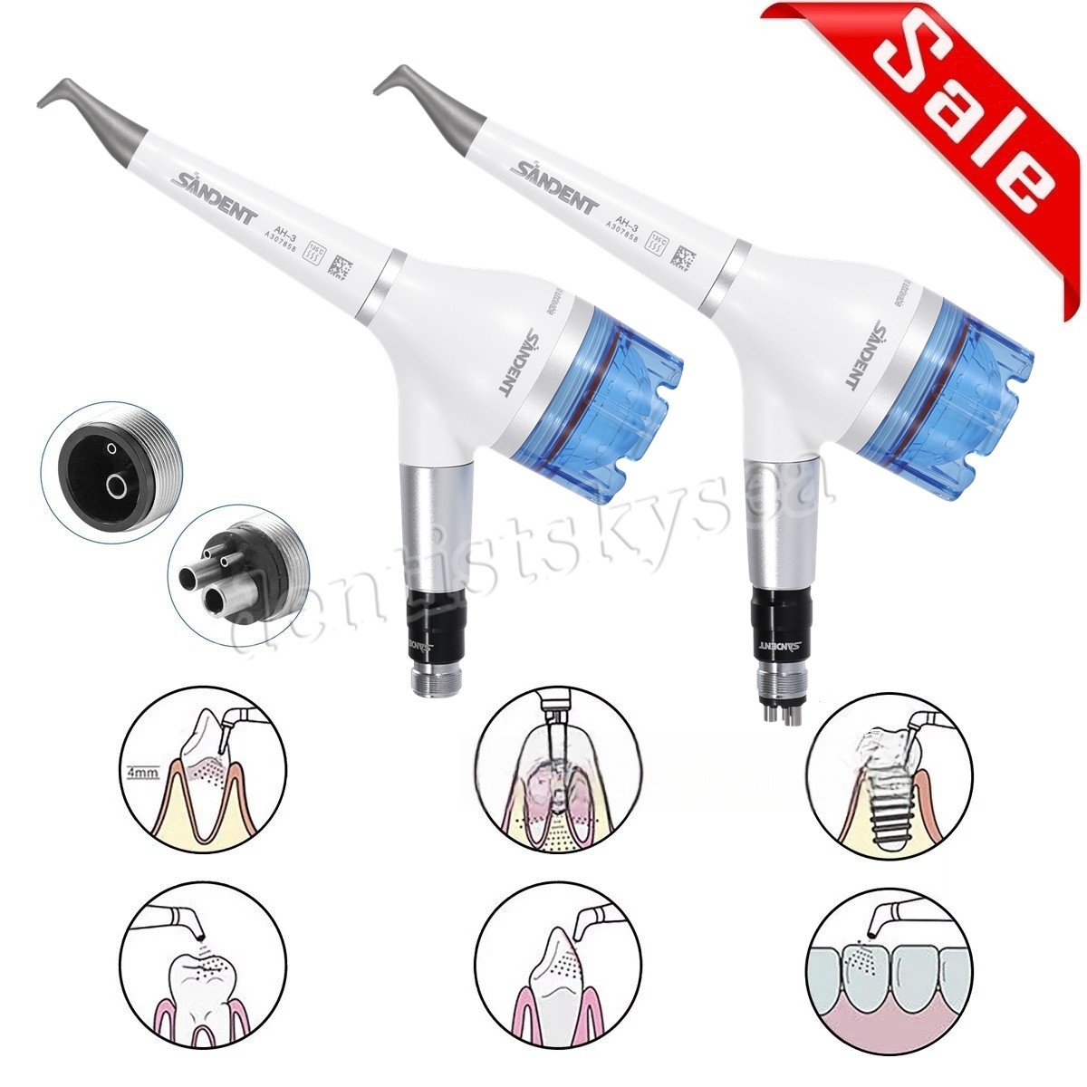 Dental Air Flow Teeth Polisher Prophy Handpiece Air Flow Handy 4 Hole / 2 Hole