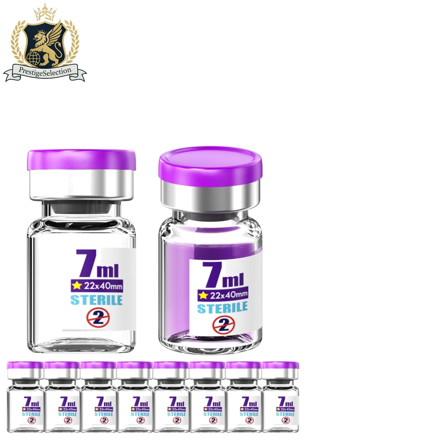 10-Pack of 7ml Sterile Glass Vials with Aluminum Cap & Injection Port