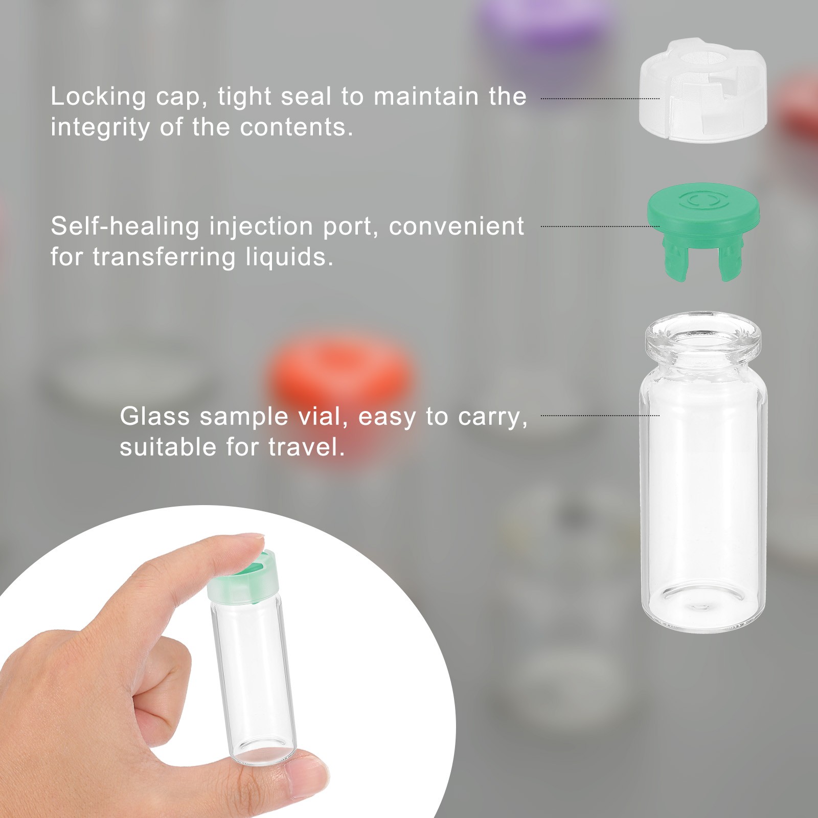 10ml Clear Glass Sample Vials, 10Pcs Small Liquid Bottles, Green
