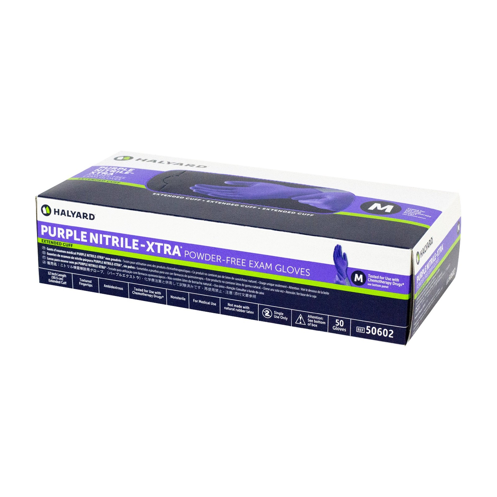Purple Nitrile-Xtra™ Extended Cuff Length Exam Glove, Medium-Case of 500