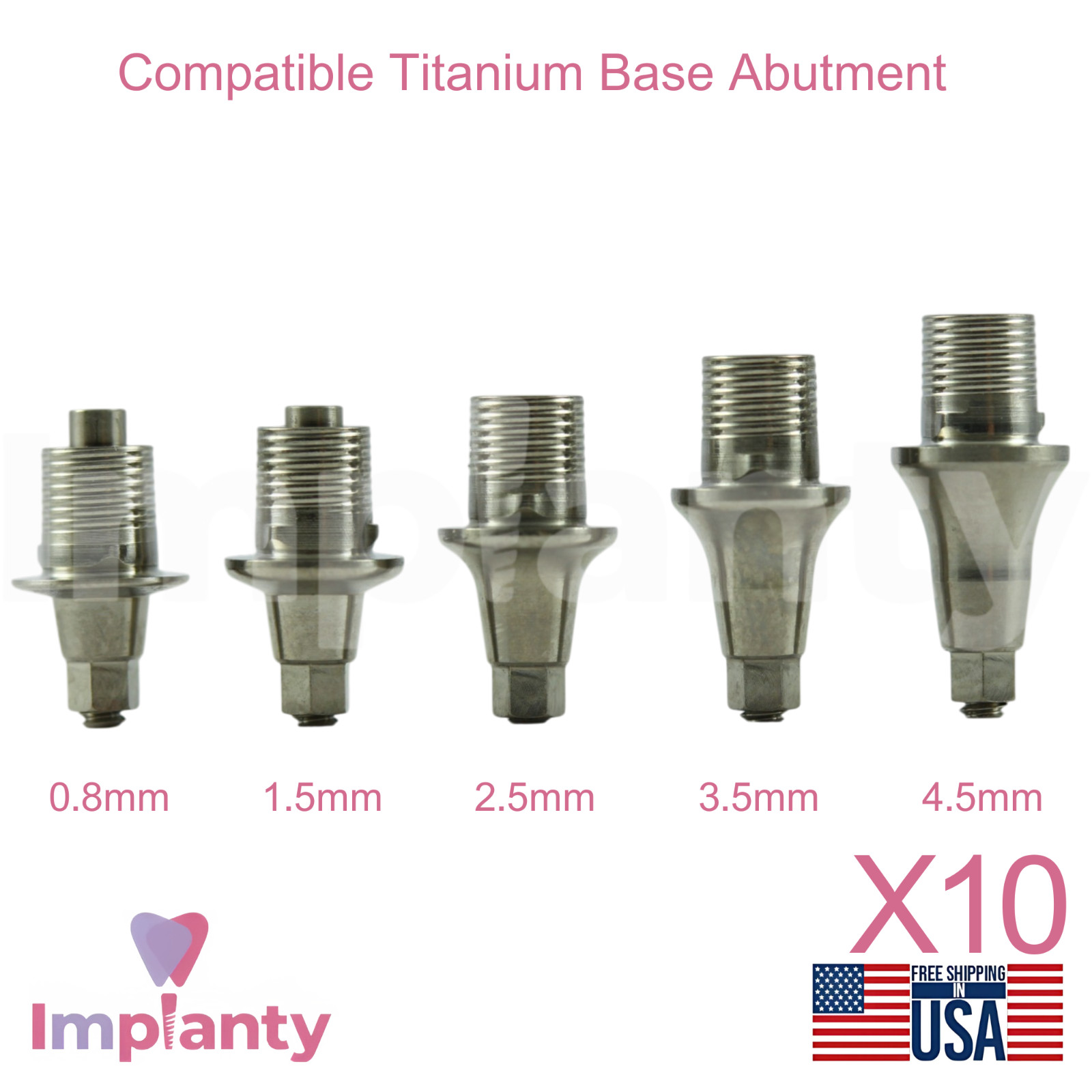 10x Neodent® GM Compatible Titanium Base Dental Prosthetic Ø5.5mm Diameter