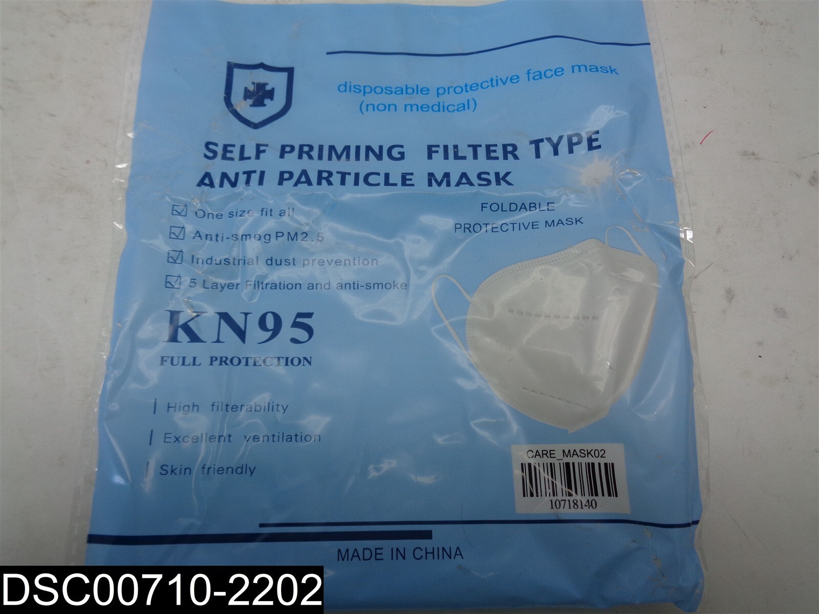 QTY=5: CARE_MASK02 KN95 One Size Fits All Full Protection Face Masks