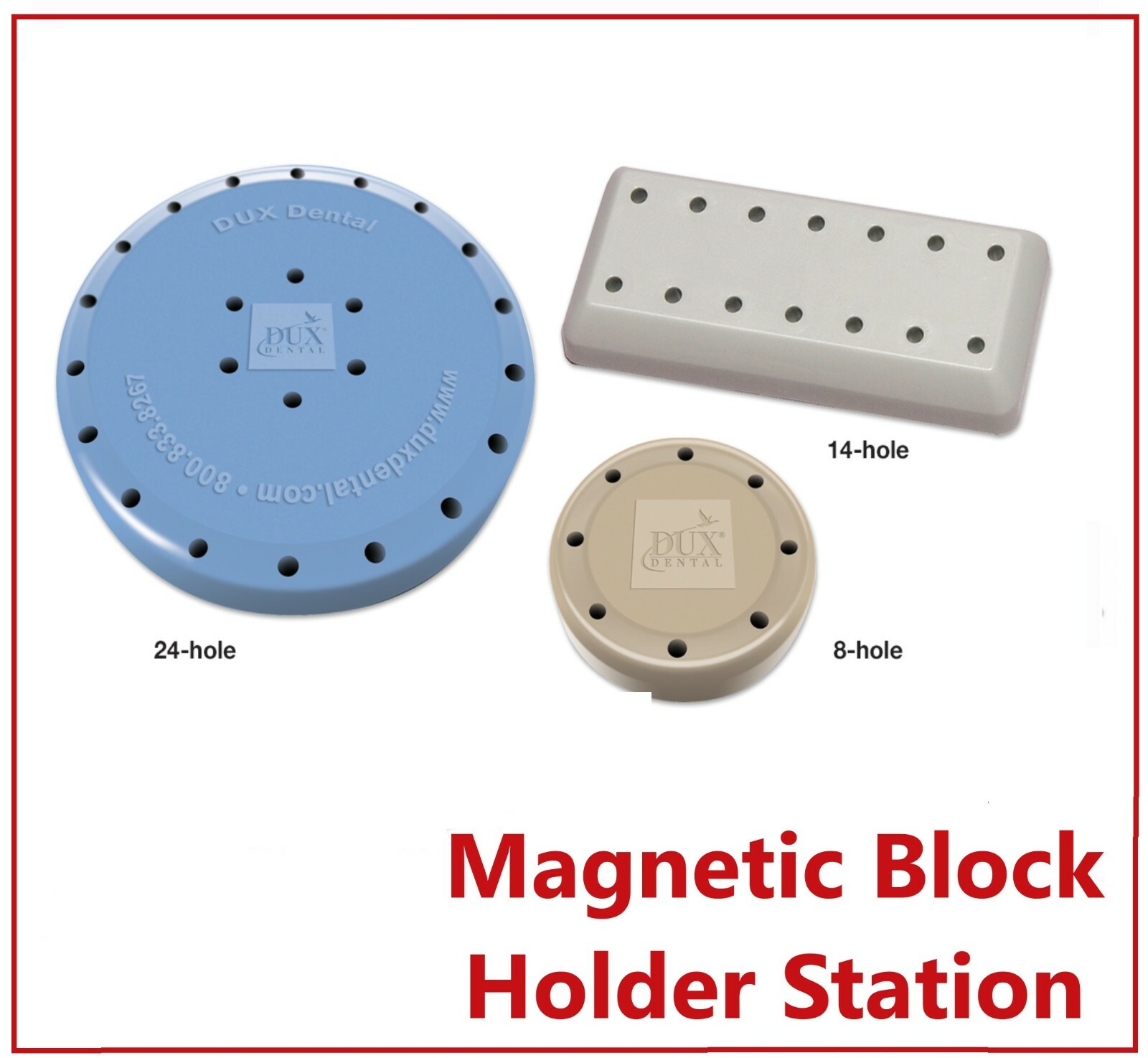 Magnetic Round Dental Lab Bur Block Holder For FG & RA, FGOS, 7 / 14 or 28 Hole