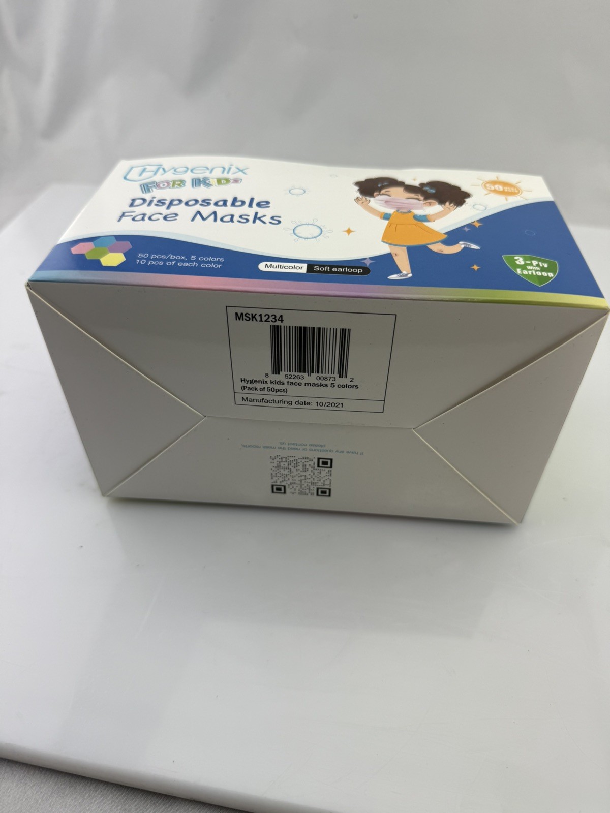 Hygenix for kids disposable face mask 50 pcs/box, 5 colors 10 pcs of each color