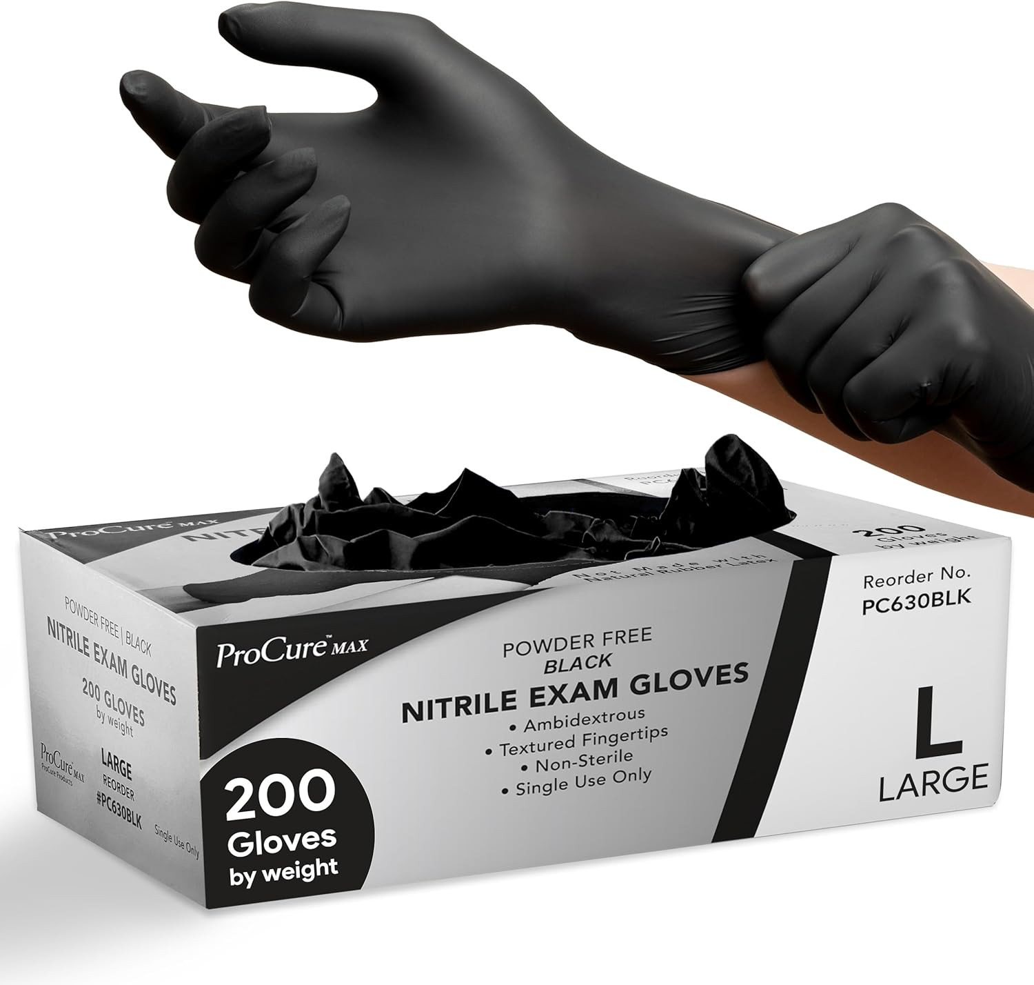 Black Nitrile Disposable Gloves | 200-Pack | Latex-Free for Medical, Surgical…