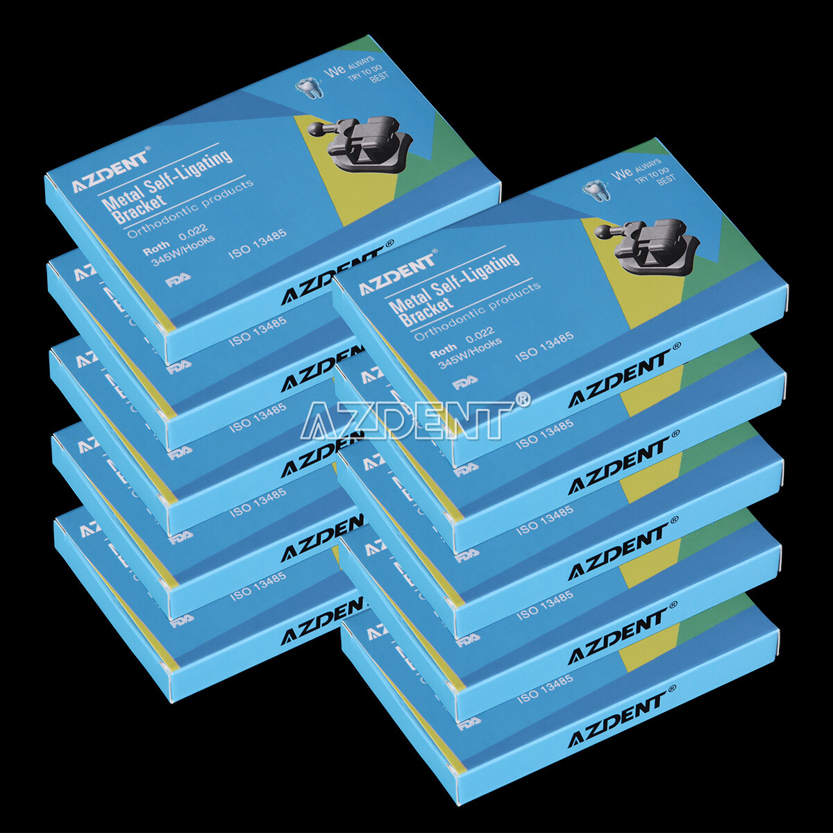 AZDENT Orthodontic Self-ligating Bracket Roth 022 345 w/hook 10x Metal Brace