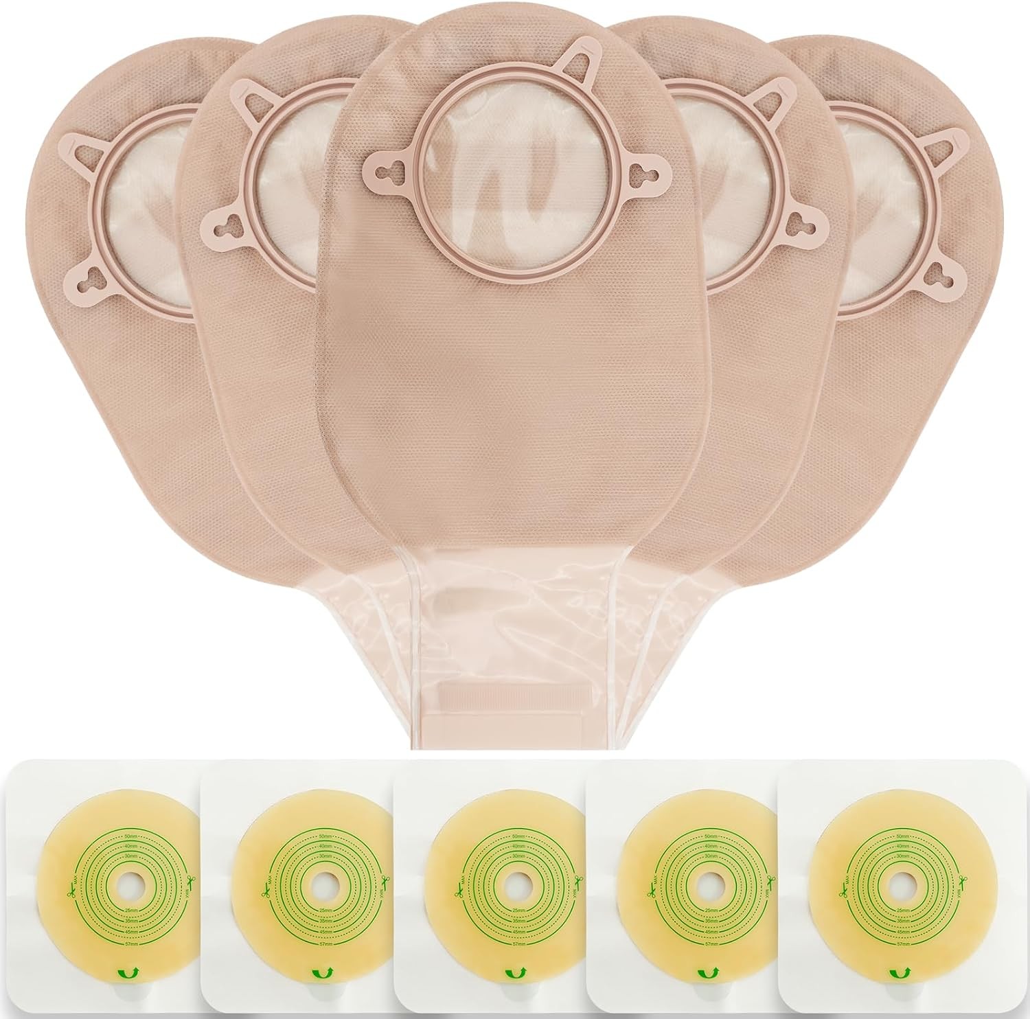 VLOOKUP 35 PCS Colostomy Bags,Ostomy Supplies,Two-Piece Drainable Pouches with C