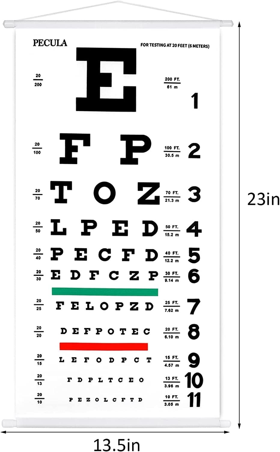 Eye Chart, Snellen Eye Chart, Canvas Wall Chart NonReflective, Hang Wooden Fr…