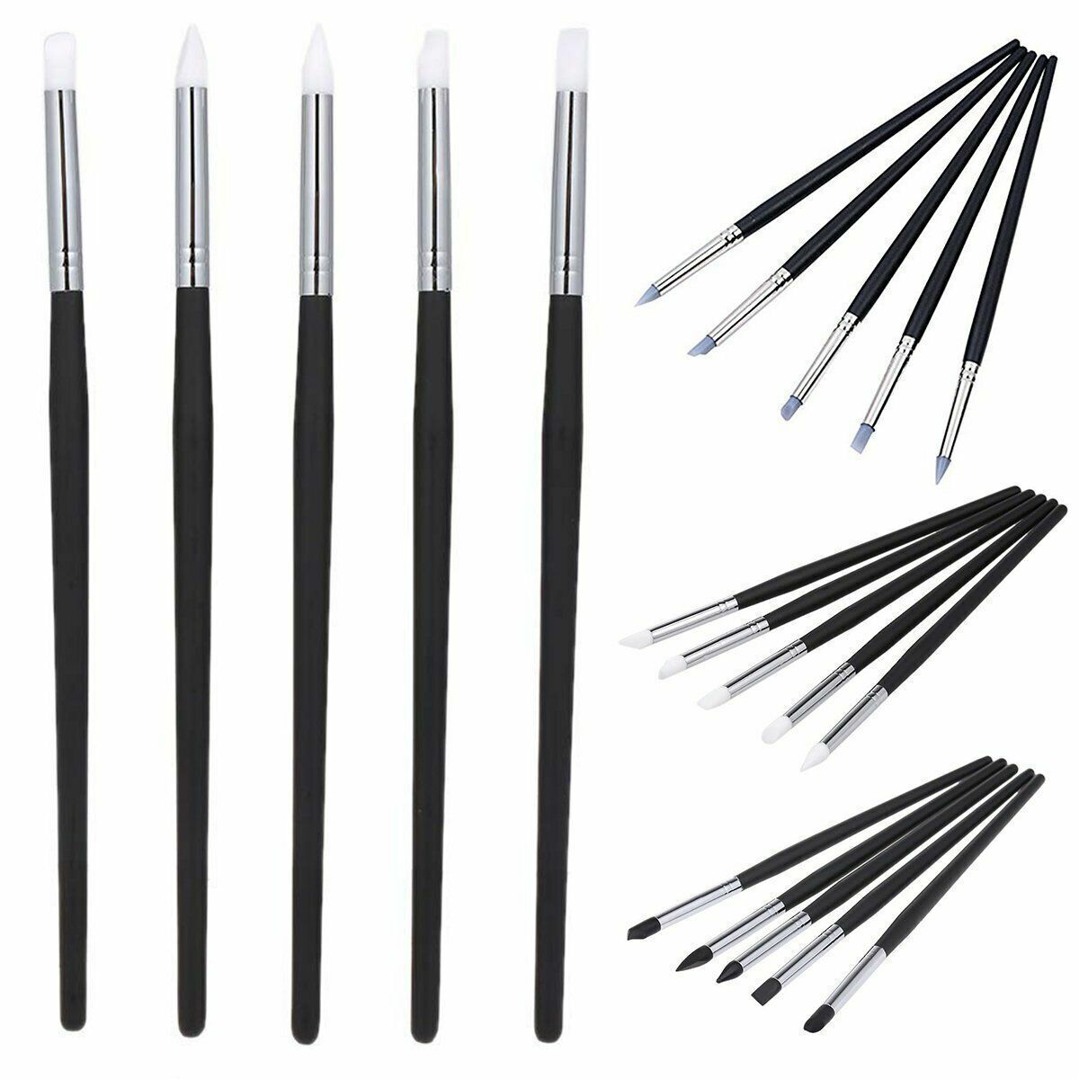 5 Pcs/Set Dental Composite Silicone Brush Pen Resin Veneer Cement Porcelain Pen