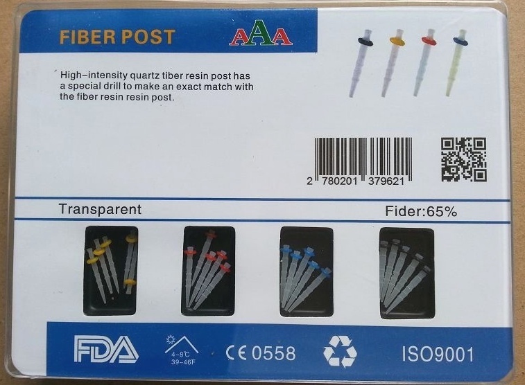 AAA Dental High-intensity Fiber Resin Post 20 & 4-Drill Screw Thread Quartz