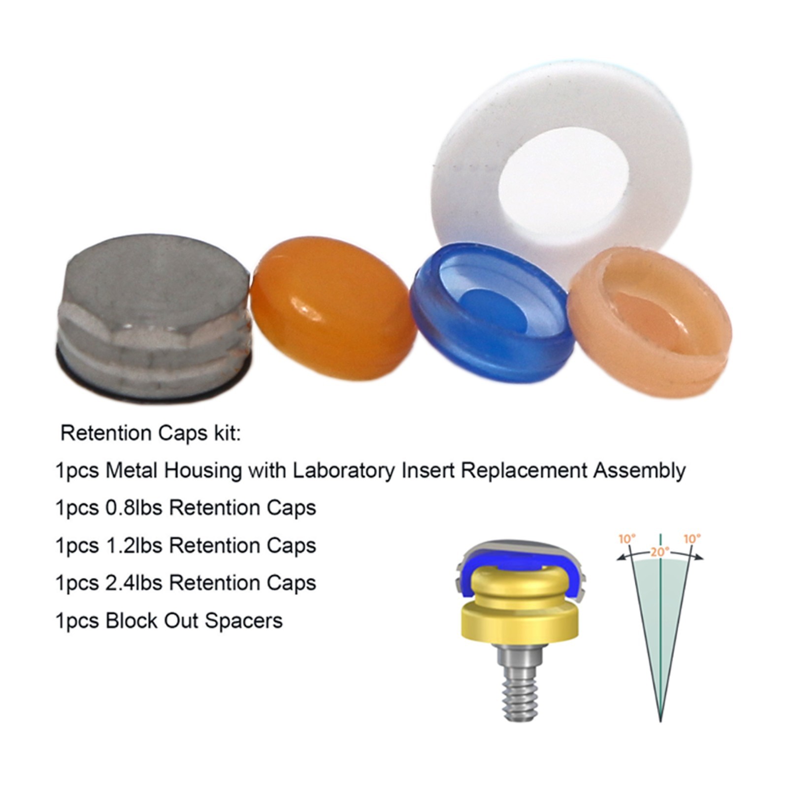 Hiossen Dental Locator Abutment Mini/Regular Fit Zest Classic Retention Inserts