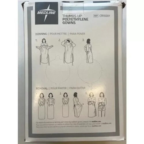 Medline Thumbs Up Polyurethane (Blue) Surgical Gowns XL NEW CRI5001