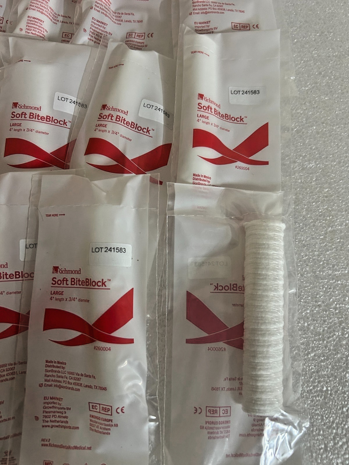 9x Richmond Soft BiteBlock Large 4″ x 3/4″ 260004 New Sealed