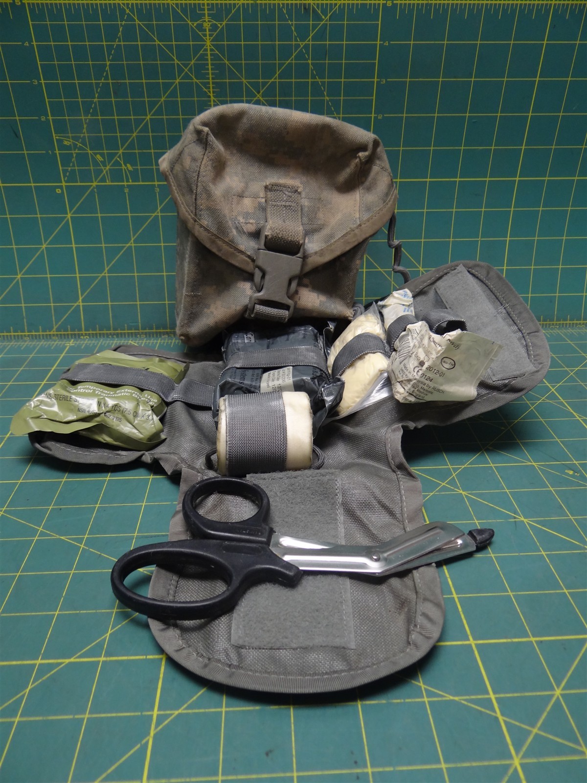 U.S. Army ACU Improved First Aid IFAK W/ Insert & Some Contents 6545-01-531-3647