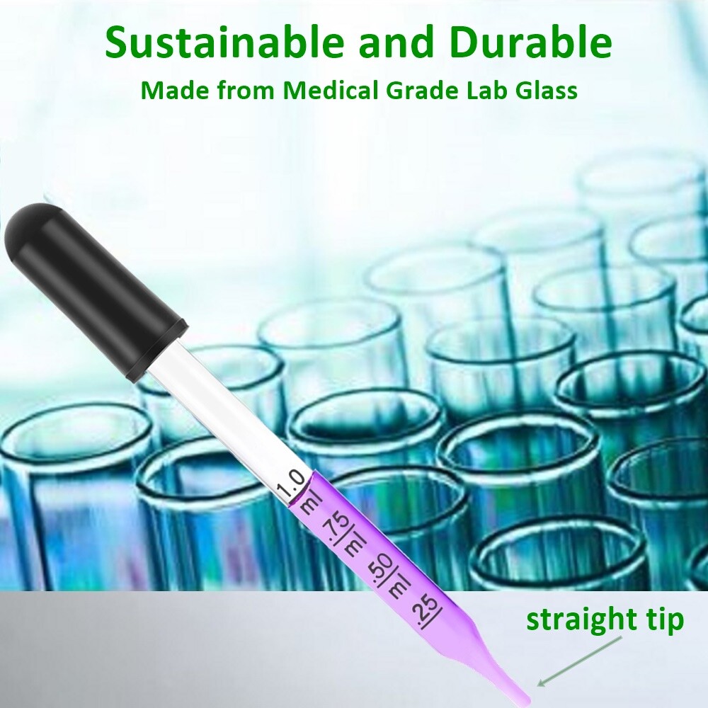 6pcs Essential Oils Medicine Art Eye Glass Graduated Dropper 3″+4″ Straight