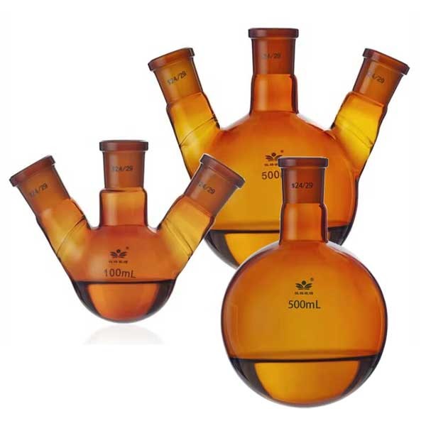 5ml – 1000ml Round Bottom Amber Boiling Flask with 1-4 Standard Necks Labware