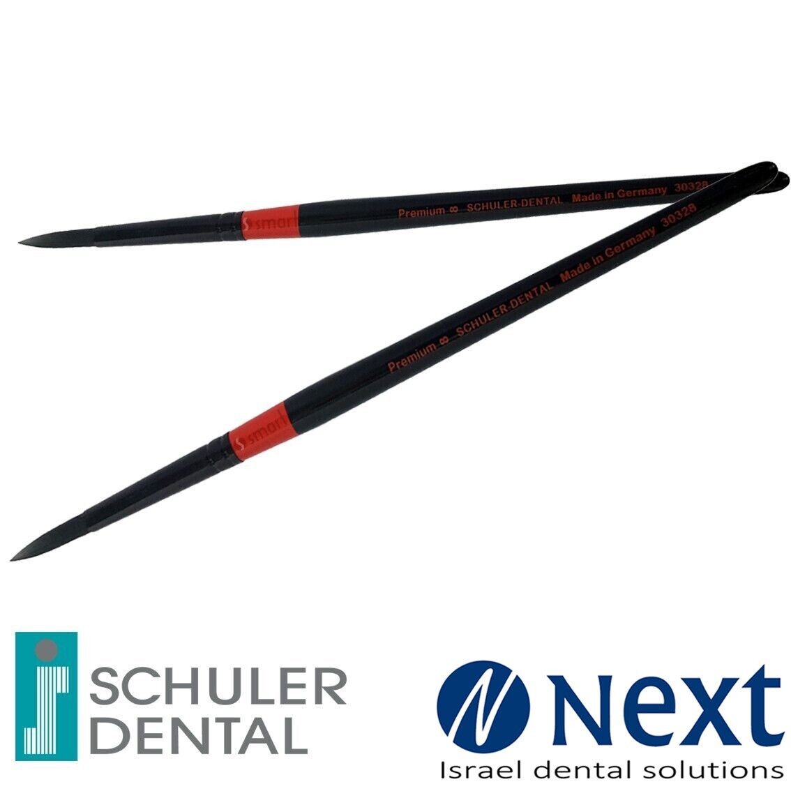 Lot x 2 Schuler Dental Lab ceramic brush premium Synthetic hair black Germany 8