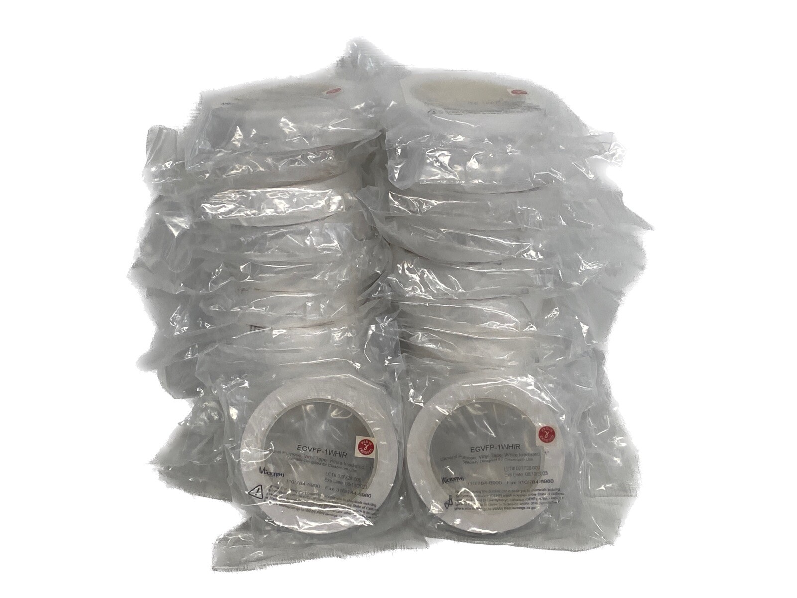 (24) MICRONOVA General Cleanroom Use White Irradiated 1” Vinyl Tape EGVFP-1WHIR