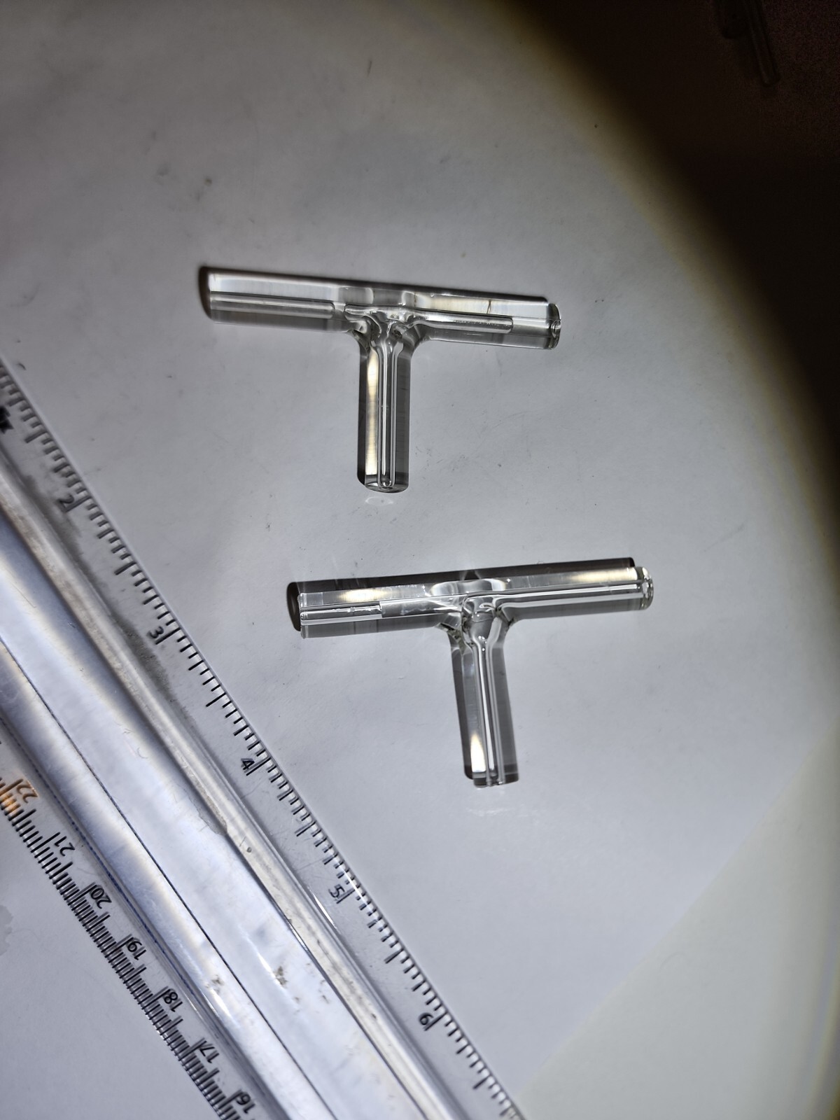 2 Used Lab glass T shape connector 2-1/4″x 1-1/4″ x 5/16″ measurements are appro