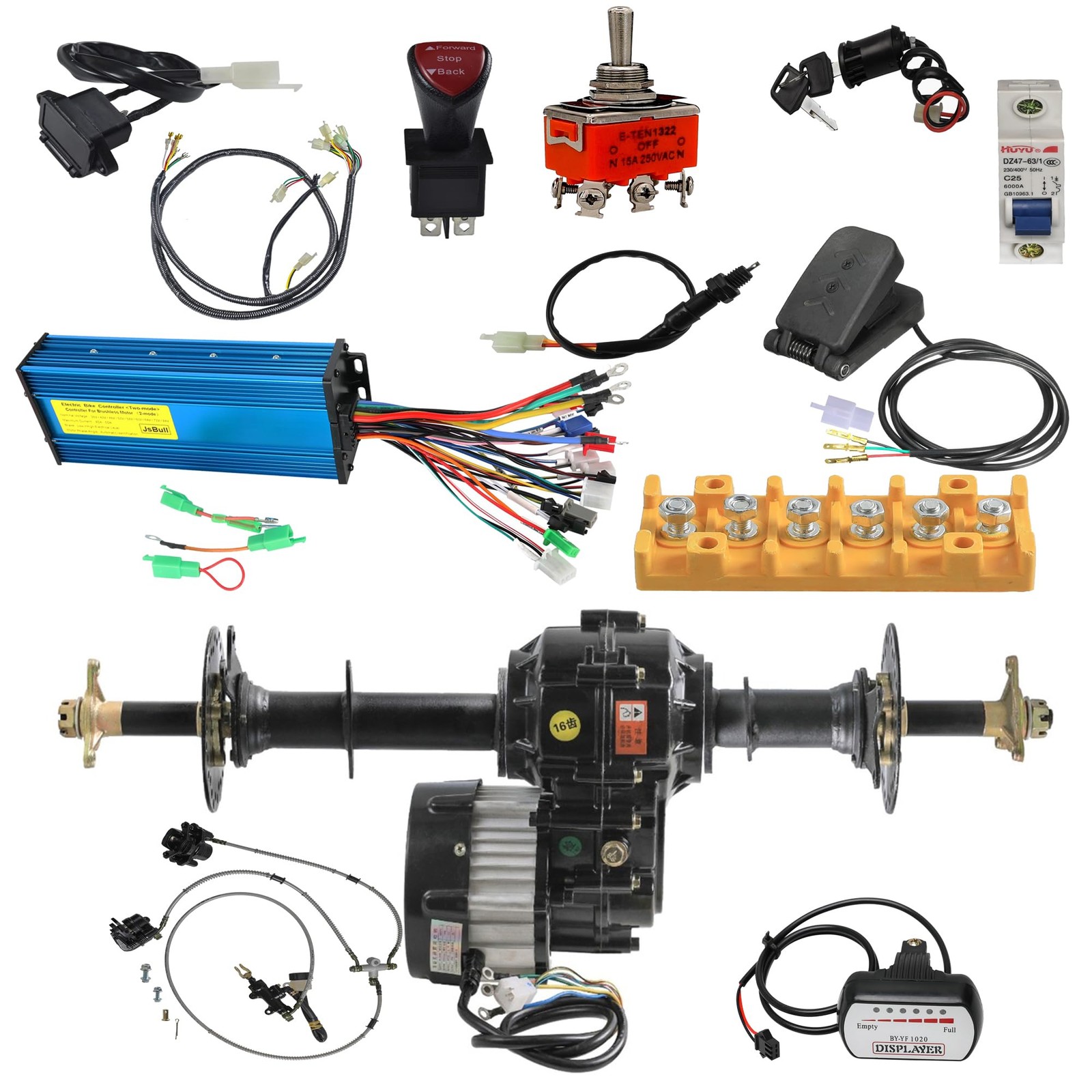 48V 1000W Brushless Rear Diff Axle Kit Controller Brake GoKart GolfCart ATV 30in