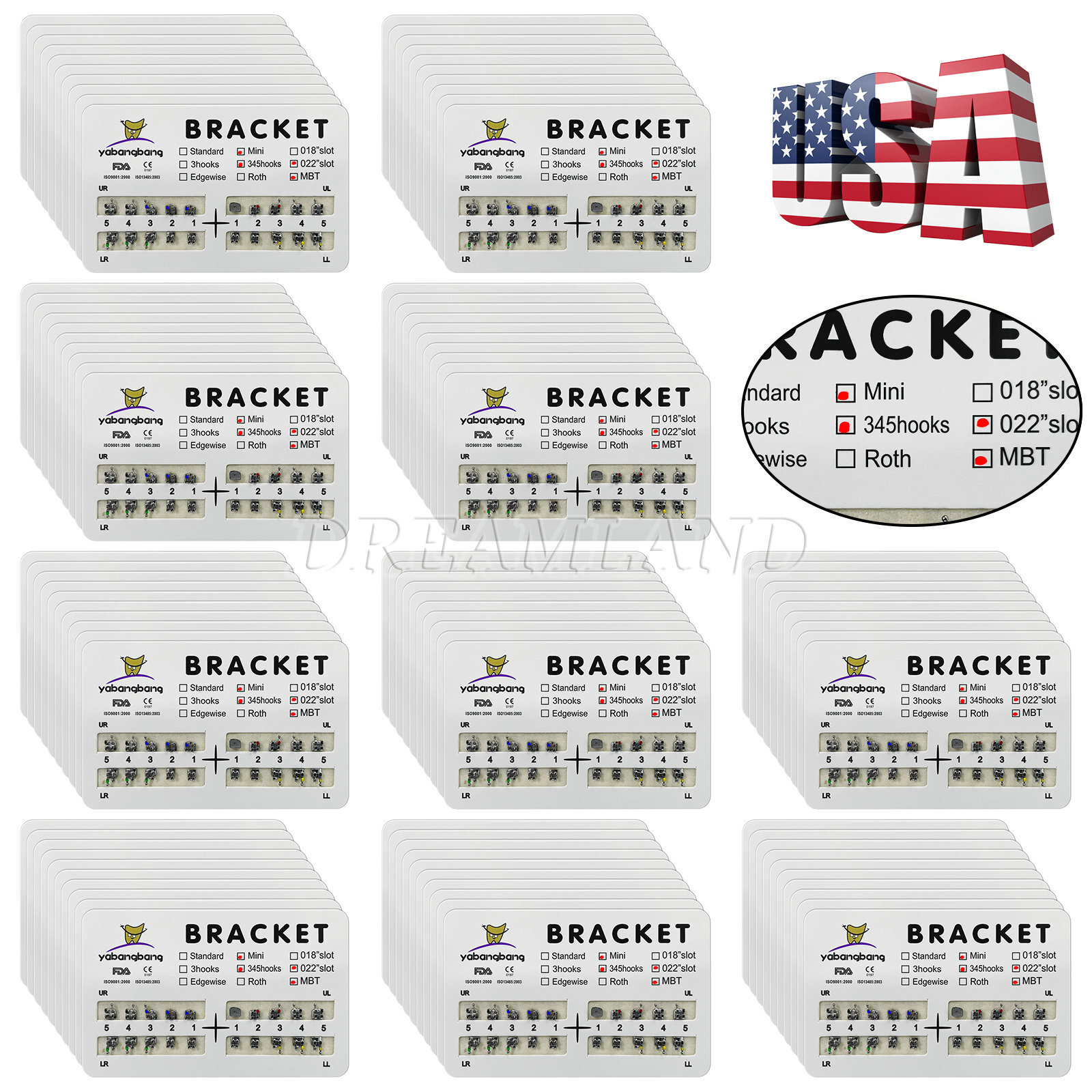 Yabangbang Dental Orthodontic Brackets Braces Mini MBT 022 Hooks 345