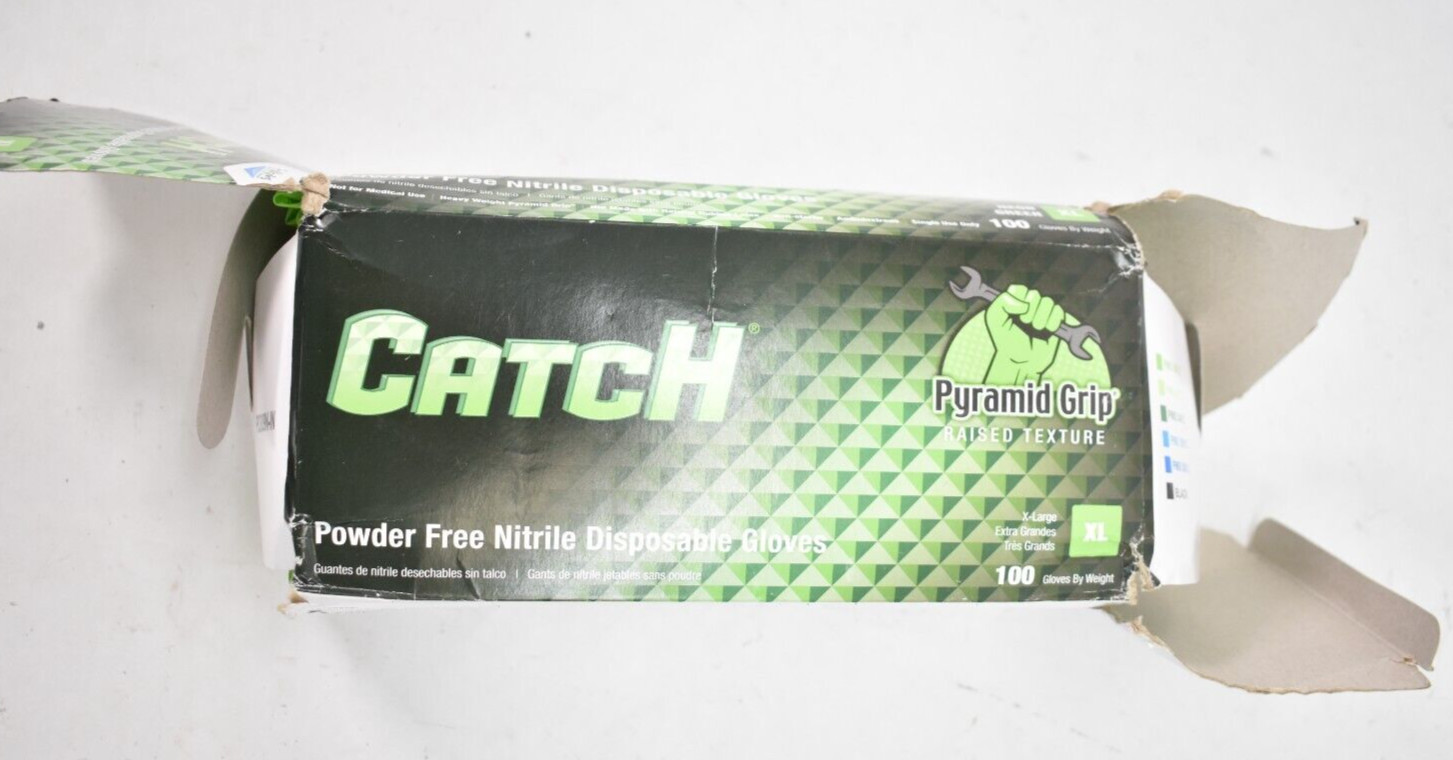 Catch Pyramid Grip Powder Free Nitrile Disposable Gloves XL Size 100 Pack