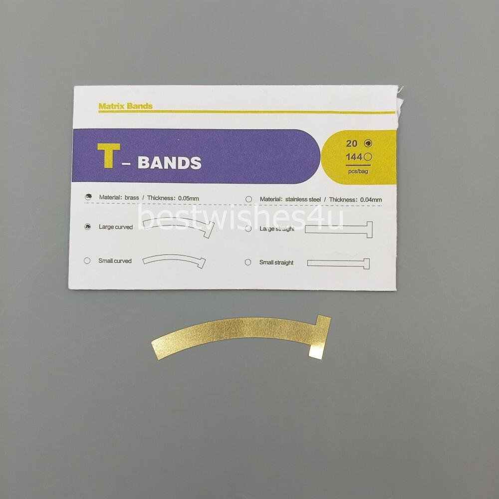 Dental Matrix T Bands Brass Large Wide Curved 100/bag Operatory Restorations