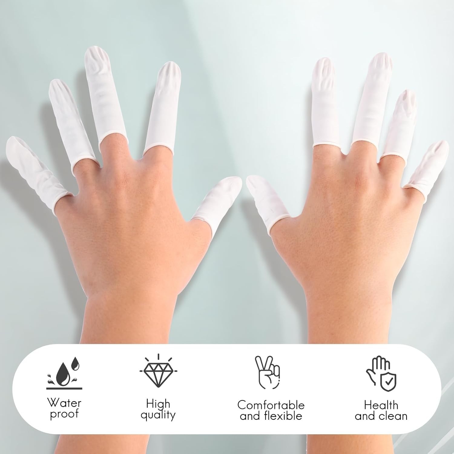 White Latex Finger Cots Finger Protectors, Disposable Medium-Sized Finger Glo…