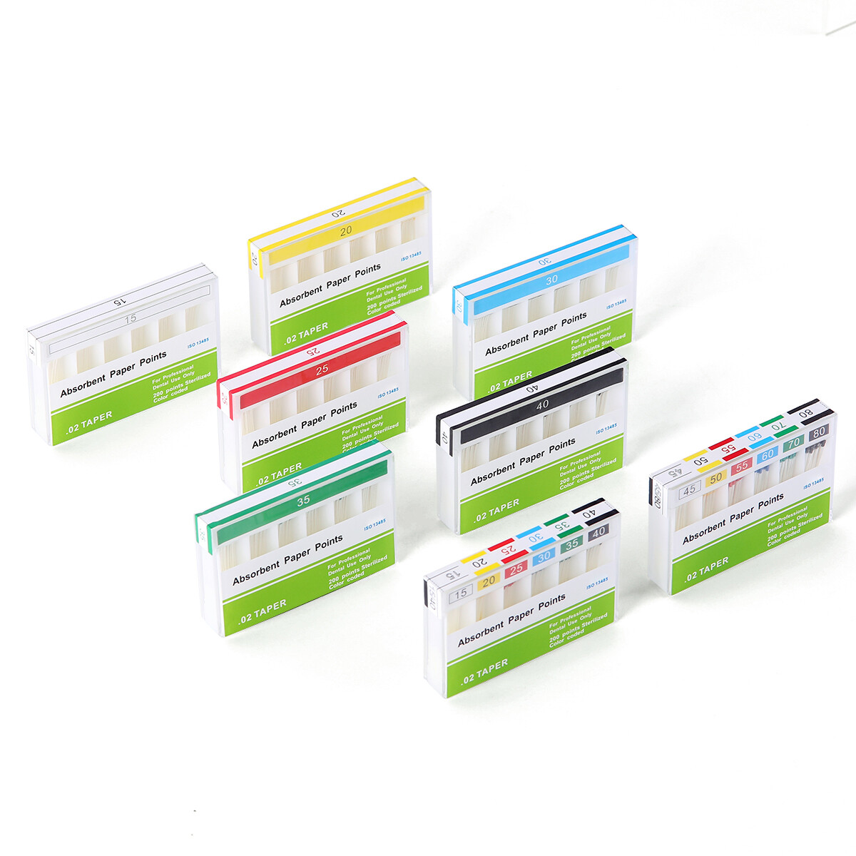Dental Endo Absorbent Paper Points Color Coded Taper 02/.04/.06 #15-40