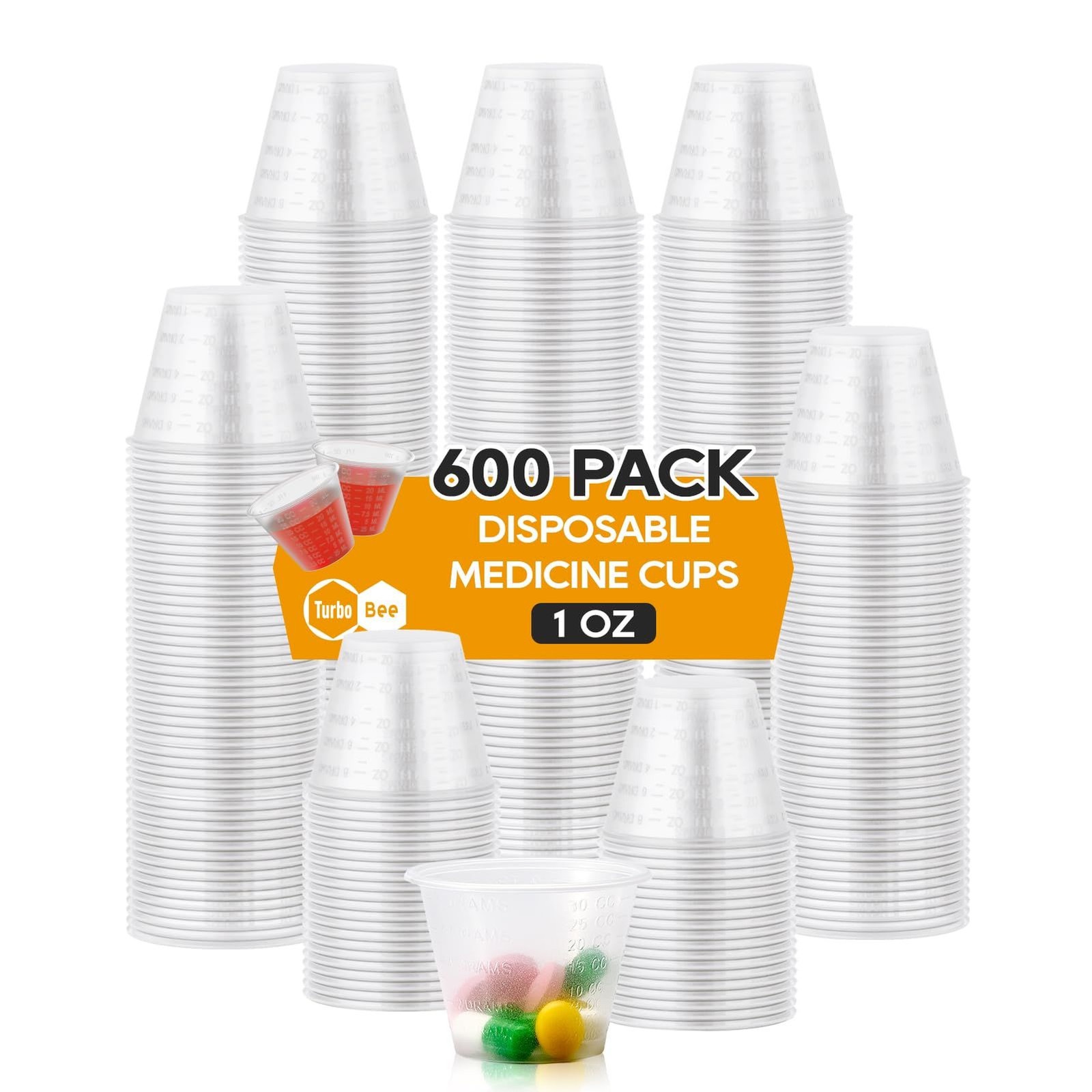Disposable Medicine Cups (1 oz) 600 Pack,Small Plastic 1 ounce, 1OZ-600PACK