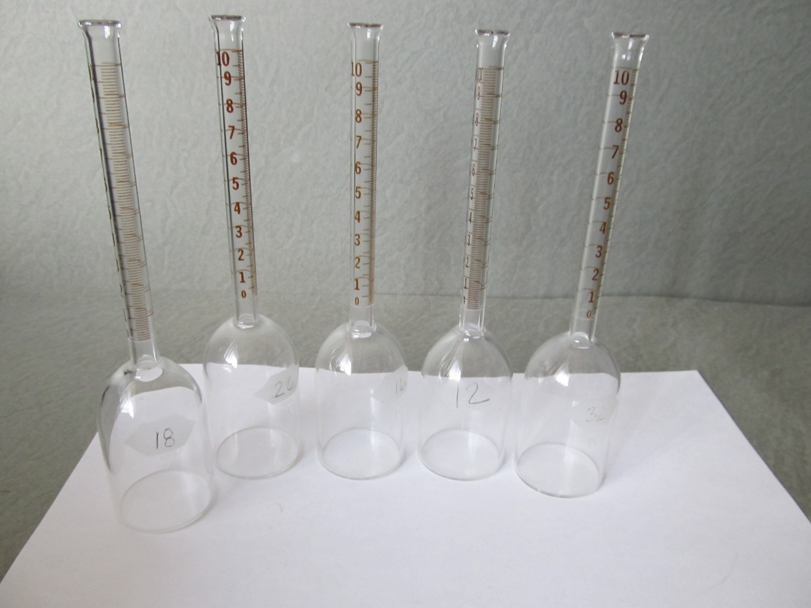 Lot of 5 Kimble Chase KIMAX Babcock Bottles 10%