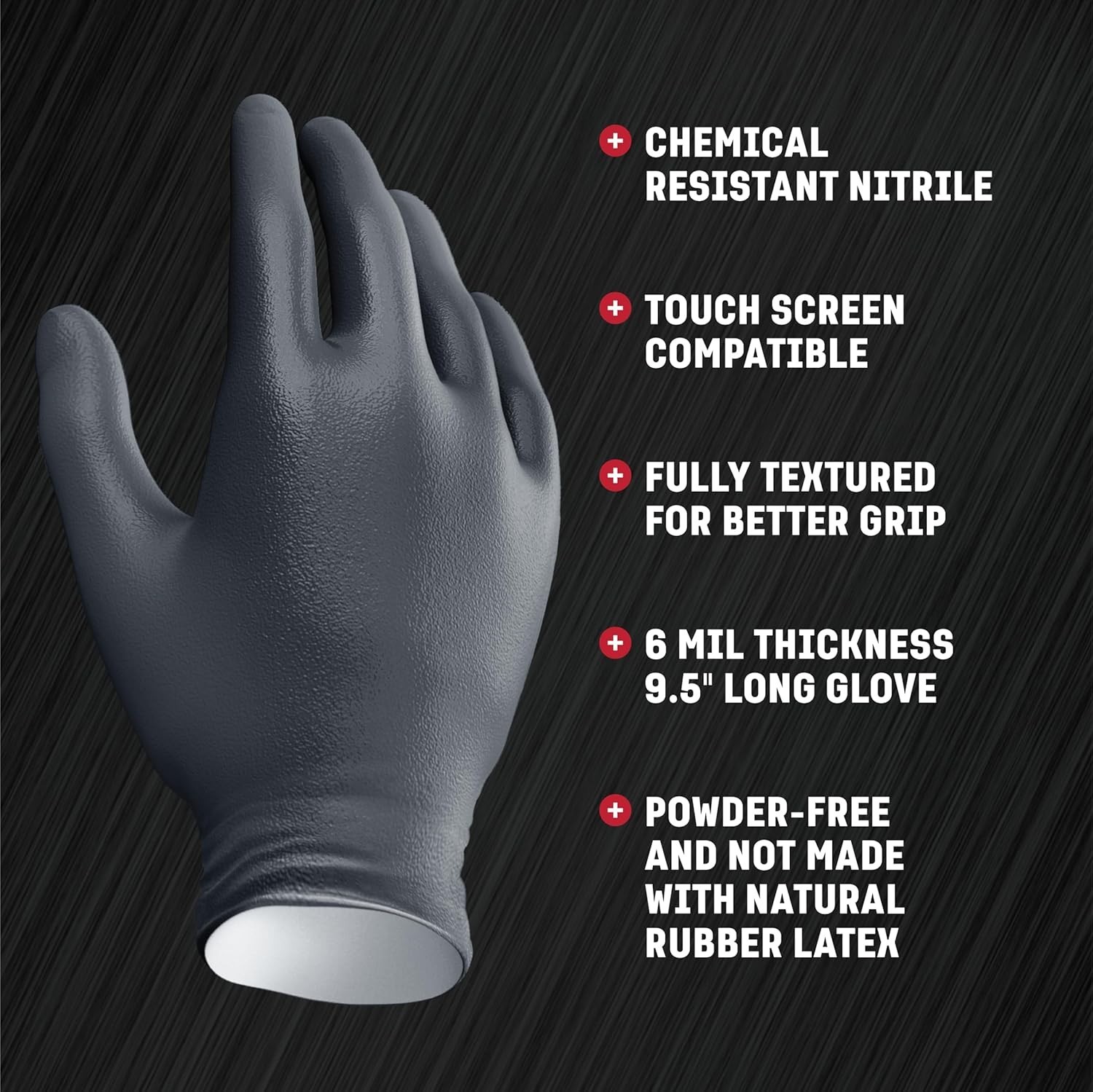 Industrial Nitrile Gloves, Chemical Resistant Disposable Black Gloves, Latex-…