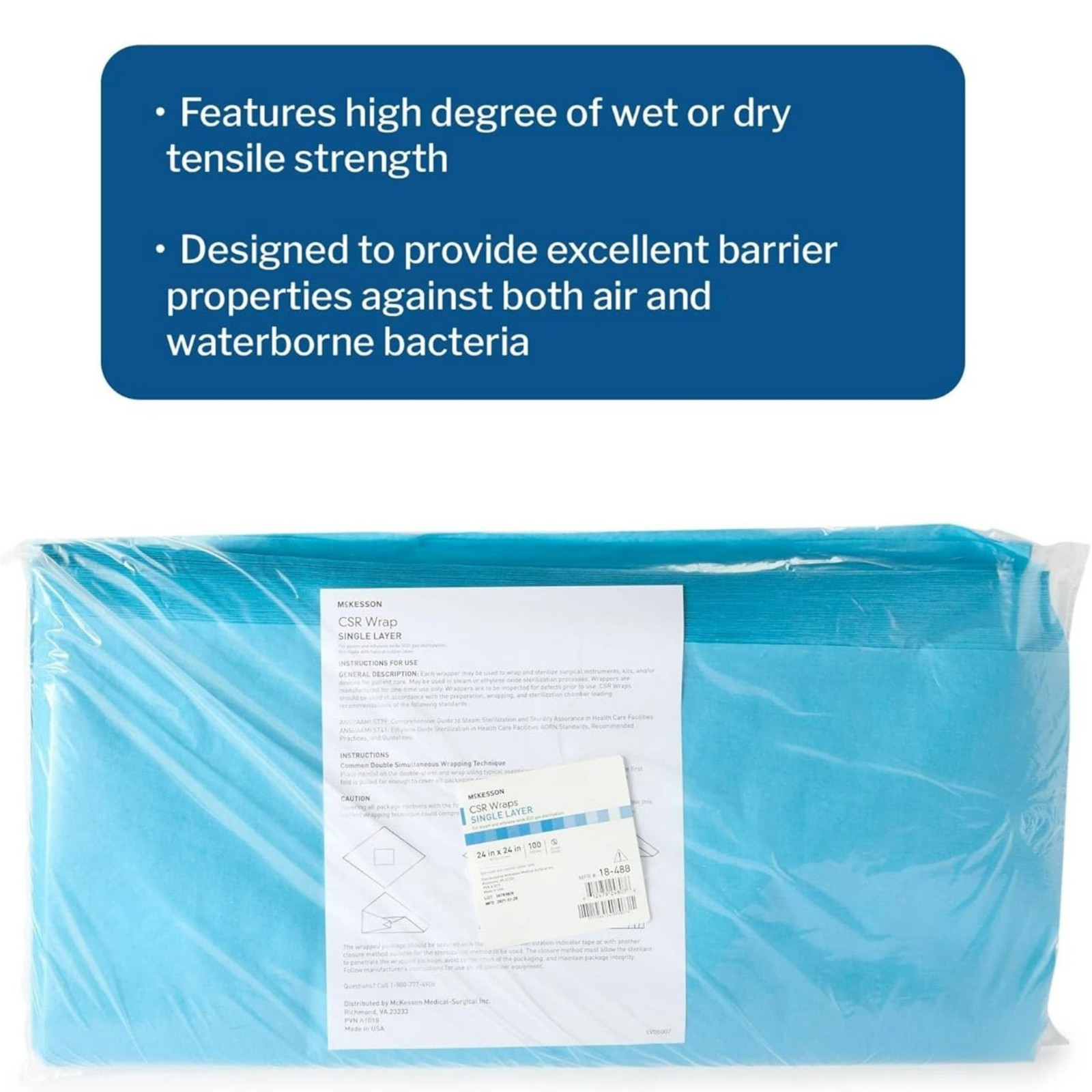 McKesson Single Layer Sterilization Wrap, 18-490