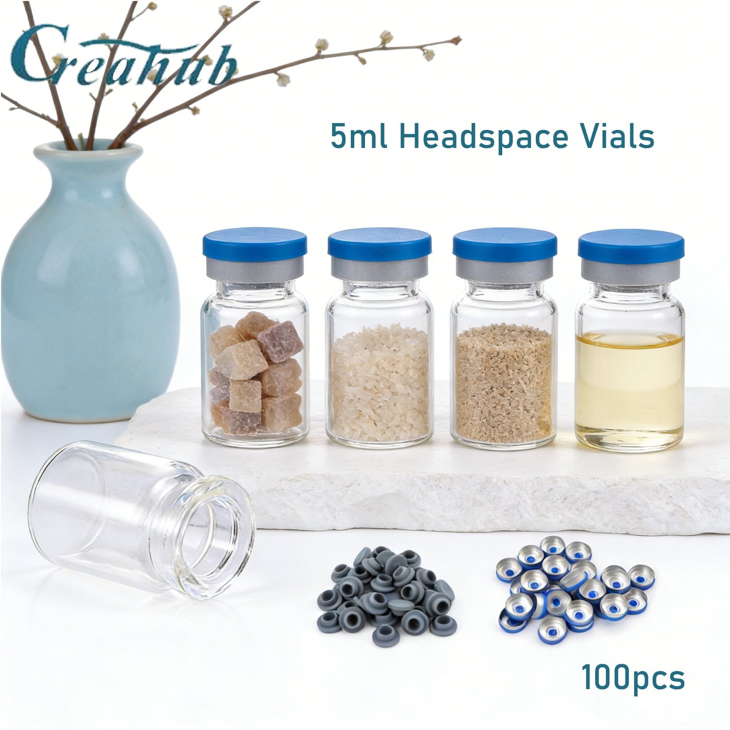 5ml Glass Vials,100x Glass Vial Small Vials Empty with 20mm Caps Stopper, Clear