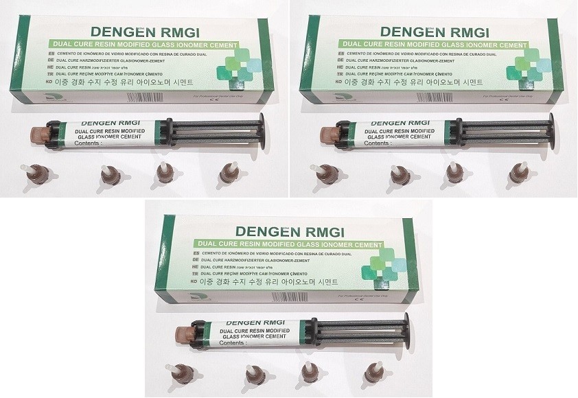 3 x Dental RMGI Dual Cure Resin Modified Glass Ionomer Luting Cement 9gm Syr