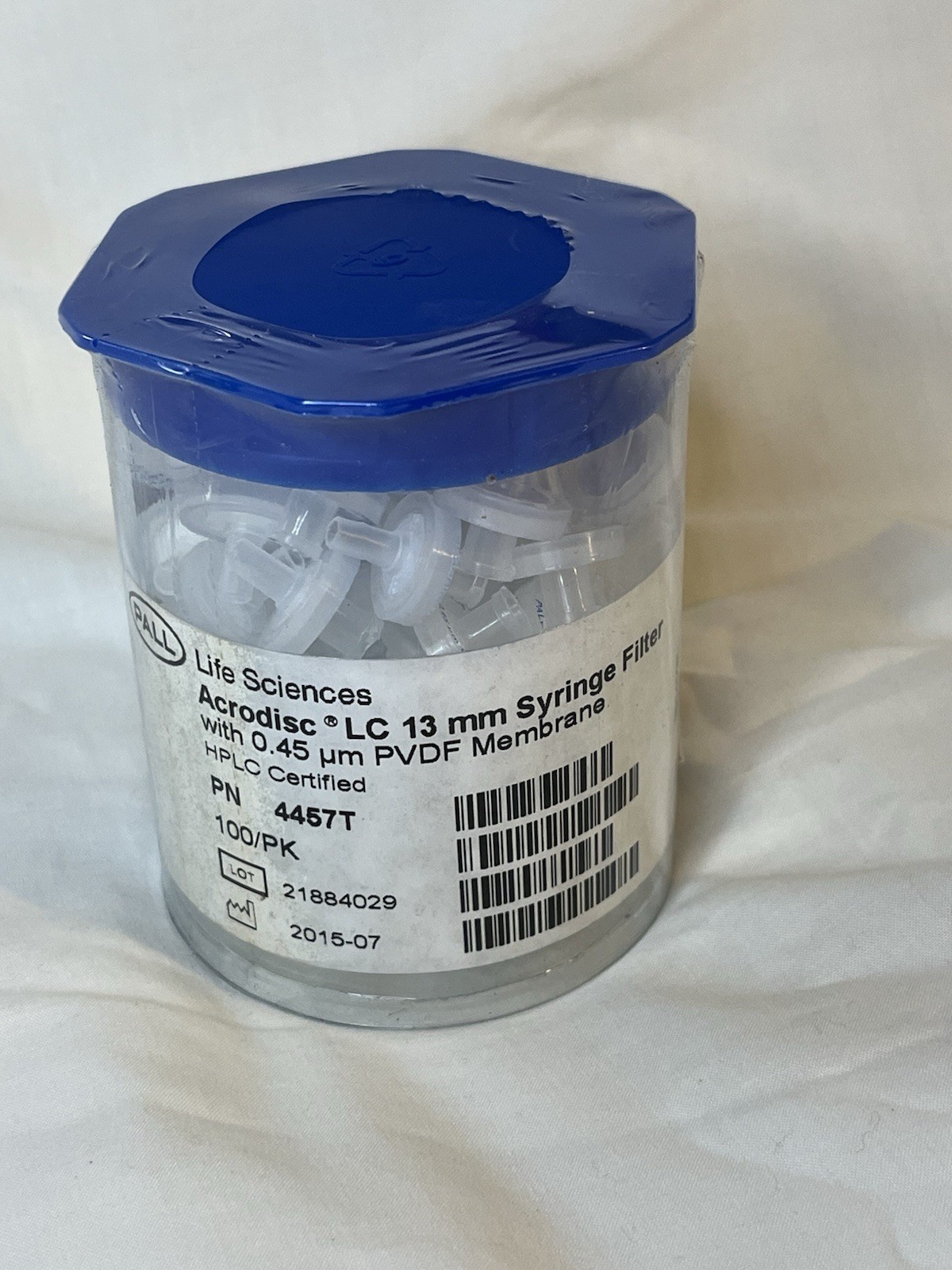 Pall ACRODISC LC 13mm Syringe Filters PVDF Membrane 0.45µm SEALED 100/PK 4457T