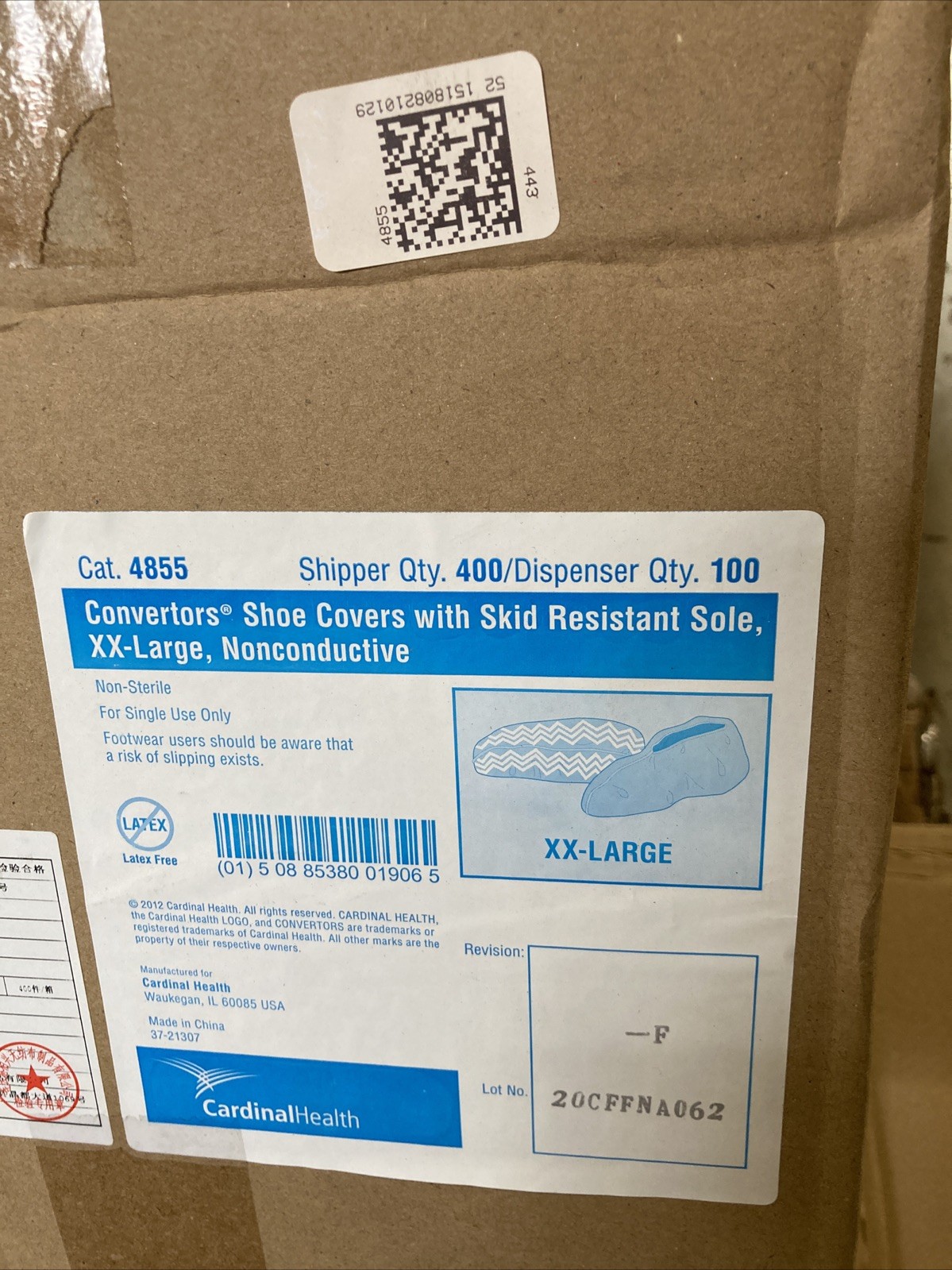OR SHOE COVERS w/ SKID RESISTANT SOLE, XX-LARGE, CARDINAL HEALTH #4855, 400/case