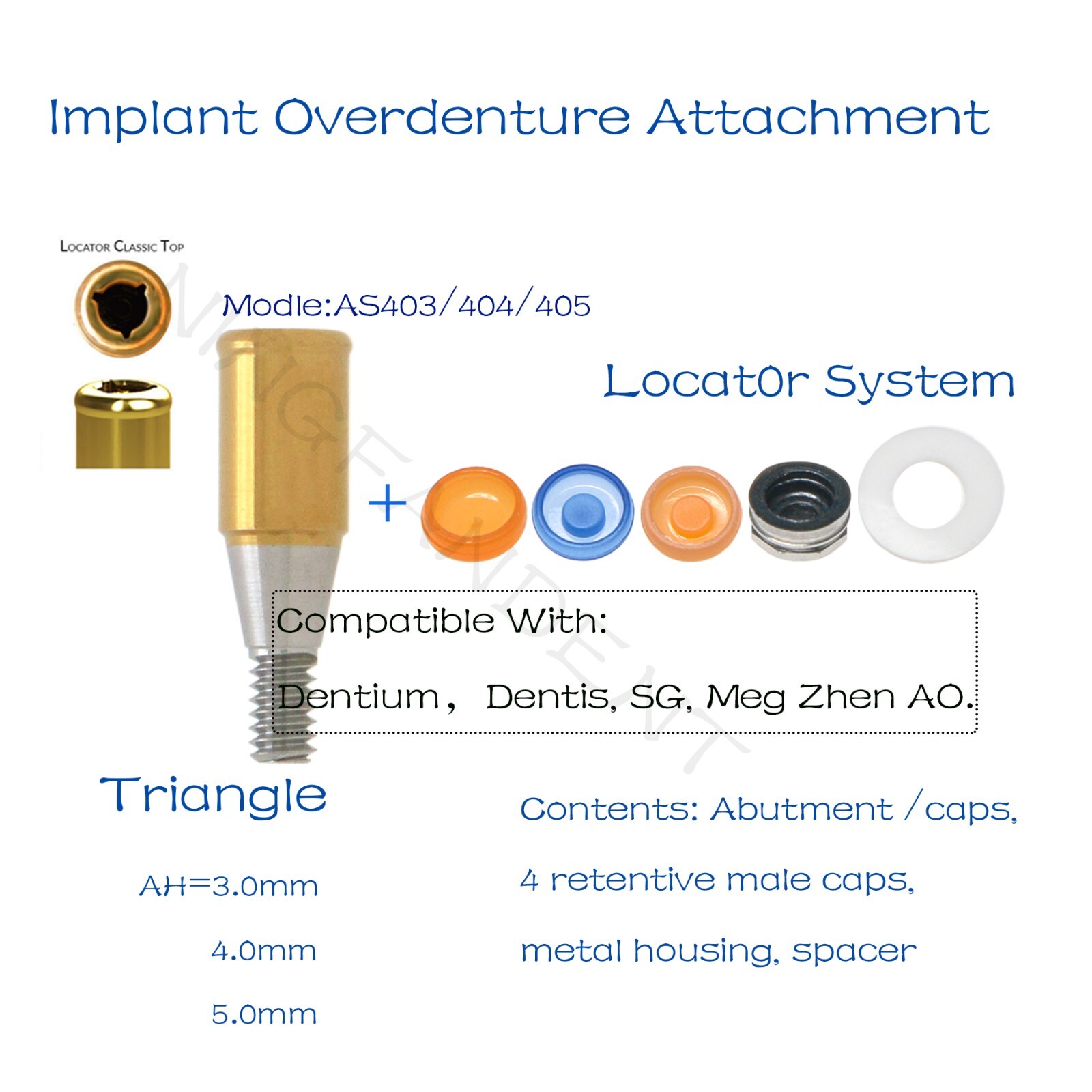 Implant Abutments Locat0r Retention Caps,Fits Hiossen Straumann Nobel Zimmer AS