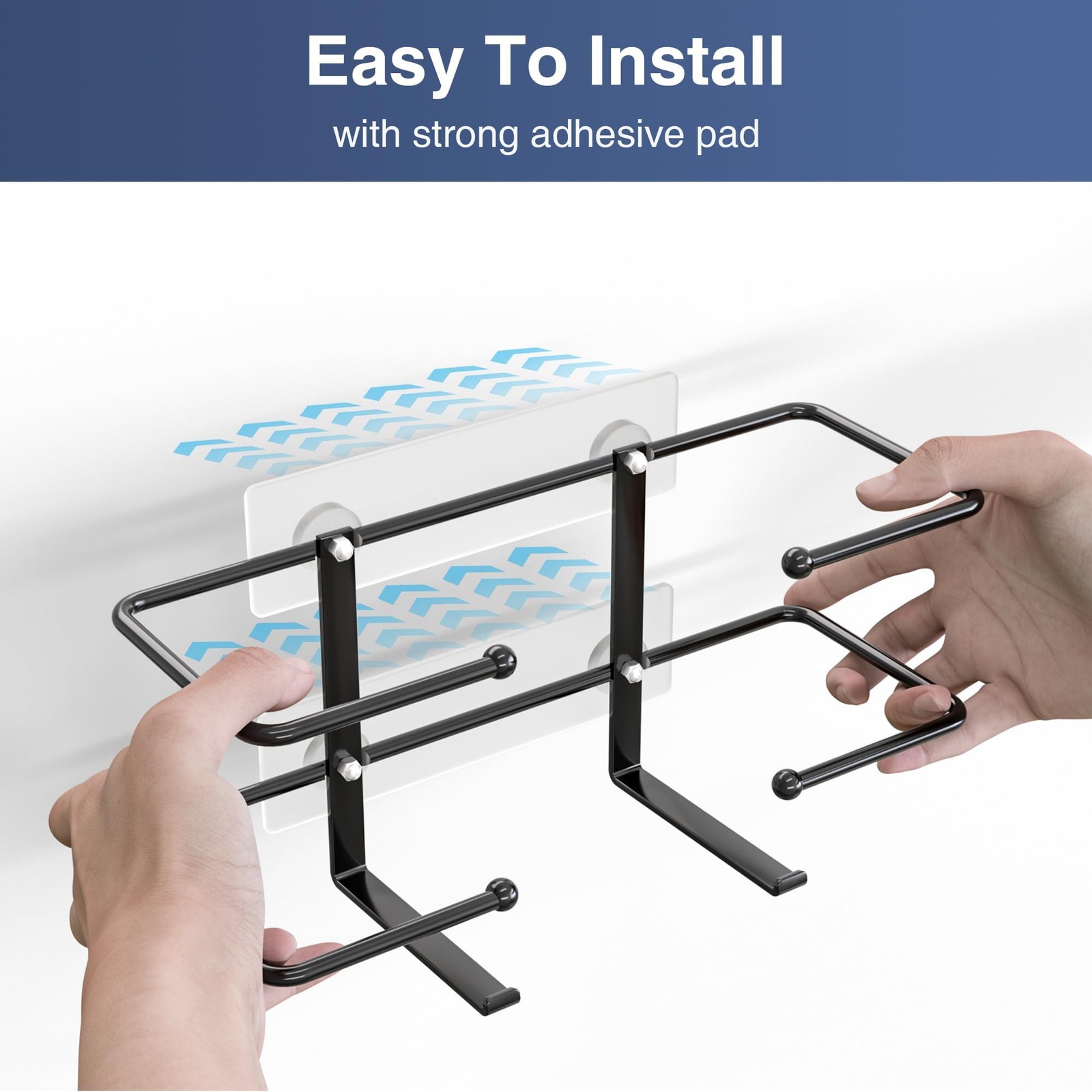 Glove Box Holder, Adhesive Wall-Mounted Metal Dispenser, Tool-Free black