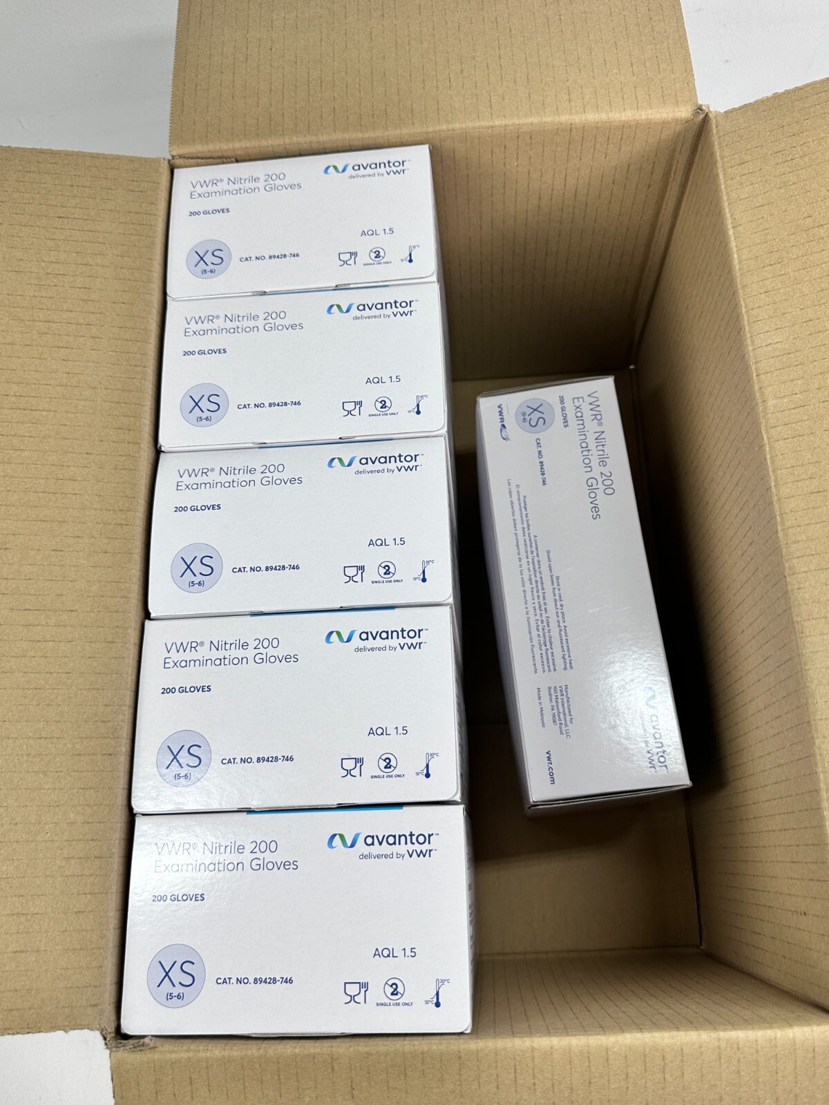 VWR X-Small Nitrile 200 Examination Gloves 89428-746 (1200/cs)