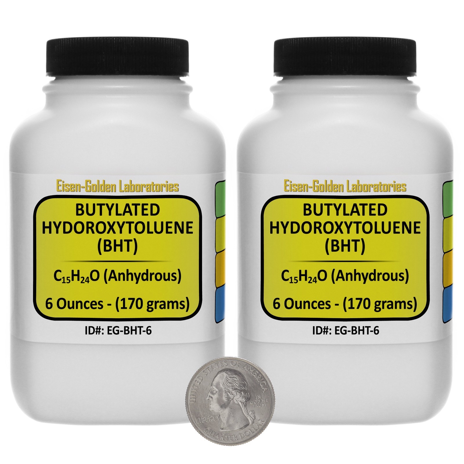 Butylated Hydroxytoluene [C15H24O] 99+% USP Grade Crystals 12 Oz in Two Bottles