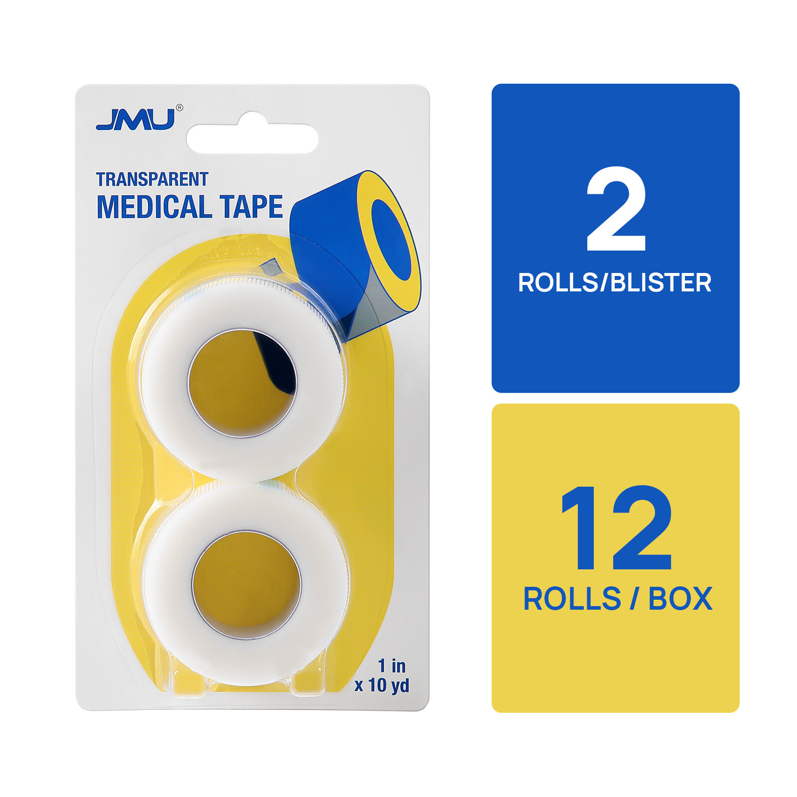 JMU Medical Tape First Aid Tape Clear Surgical Bandage Tape for Wound 1″x10 Yard