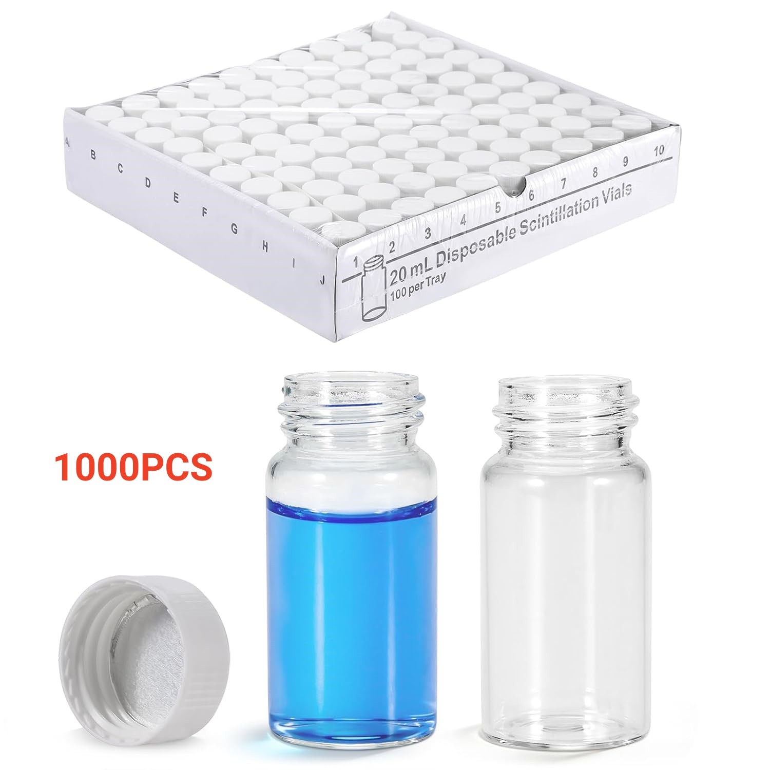 100/200/300/400/500/1000/2000/3000x 20mL Scintillation Vials Aluminum Foil Liner