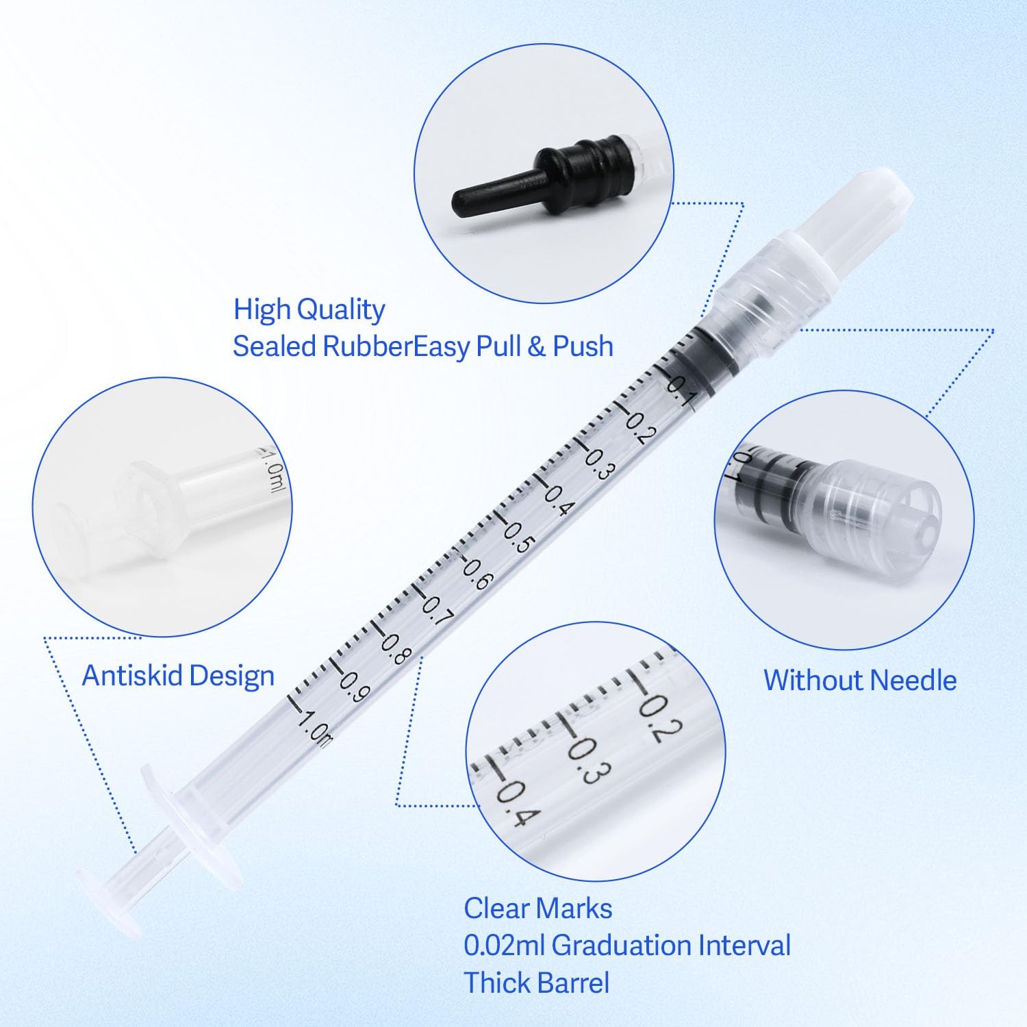 1ml Syringes Without Needles, 1cc Luer Lock Syringe – Disposable Individually…