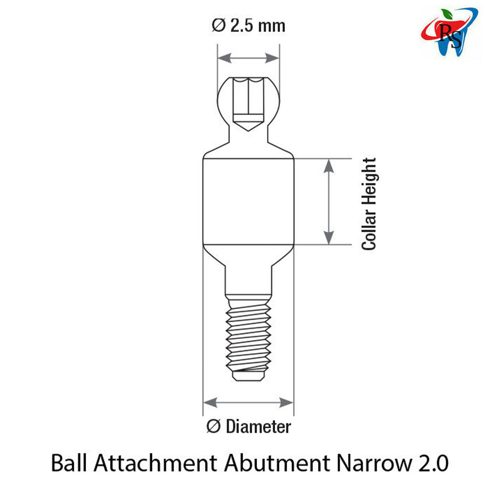 1x Kit Straight Ball Attachment Internal Hex 2.0 NP Retention Caps Housing Ring