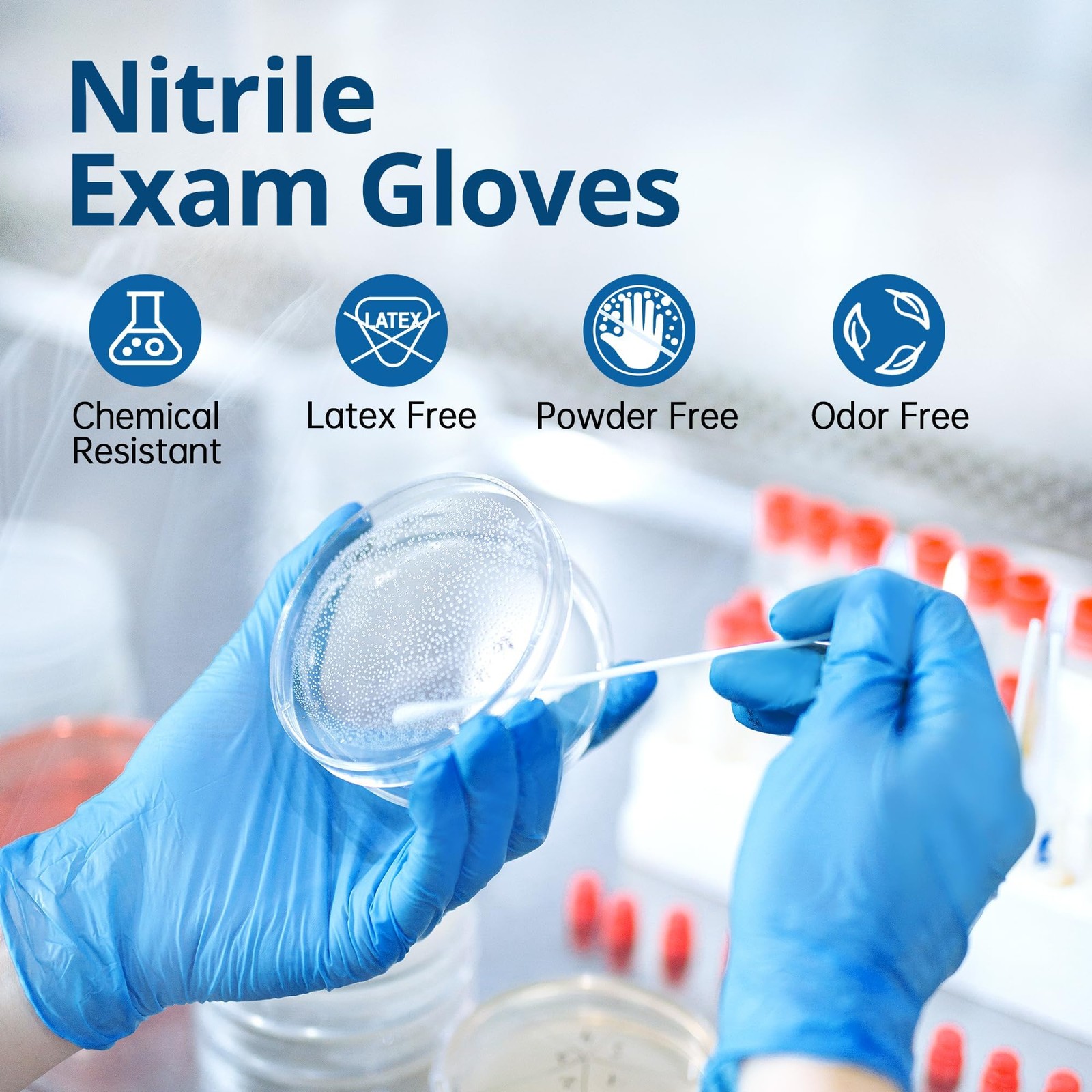 SwiftGrip Disposable Nitrile Exam Gloves, Blue, X~Small, 100~ct