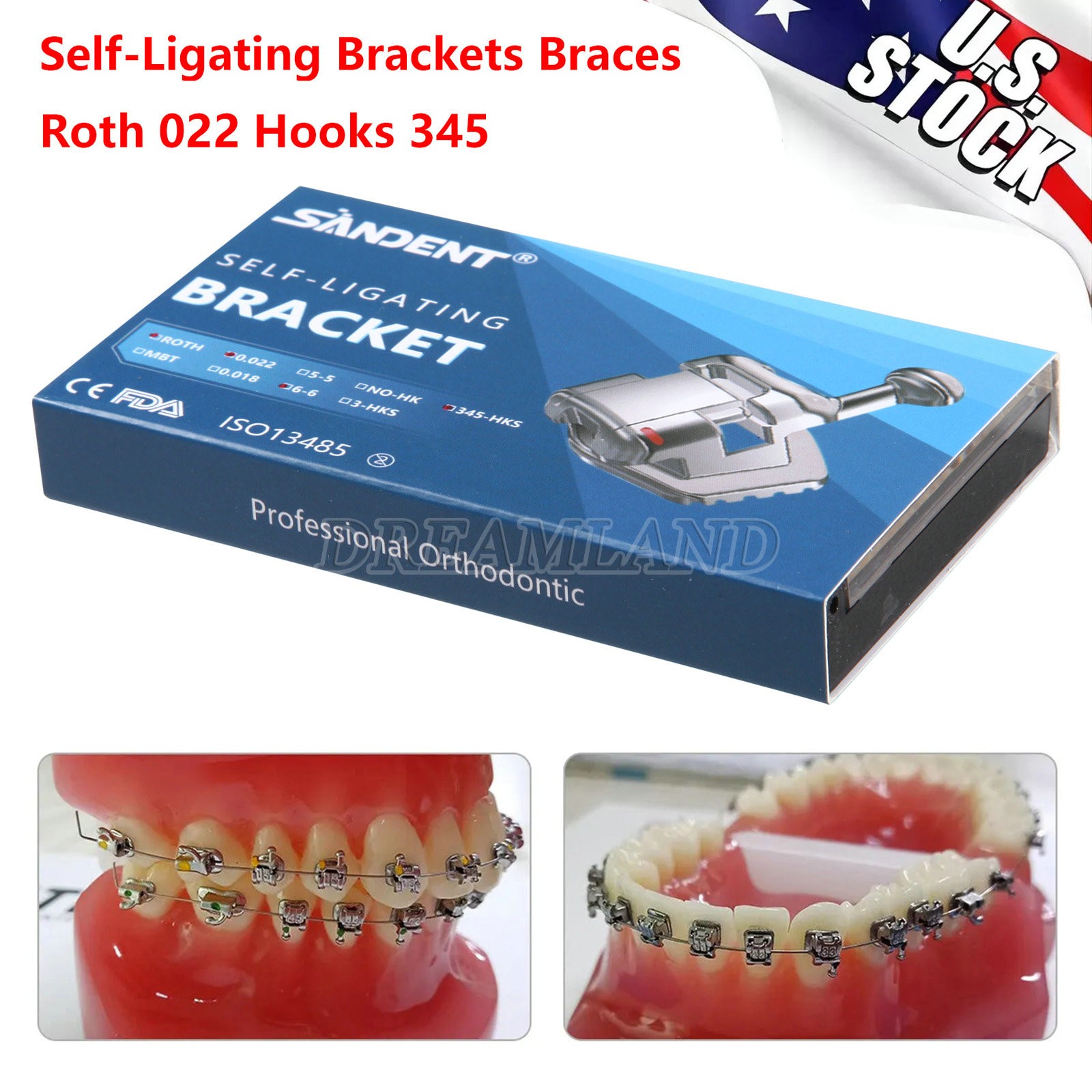 1 Pack Dental Orthodontic Bracket Braces Ceramic MBT 022 with 3-4-5 Hooks