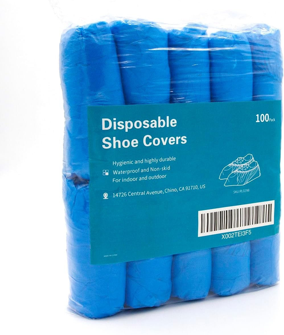 Disposable Shoe Cover Durable Waterproof Booties Indoor Protective 100 Pack Blue